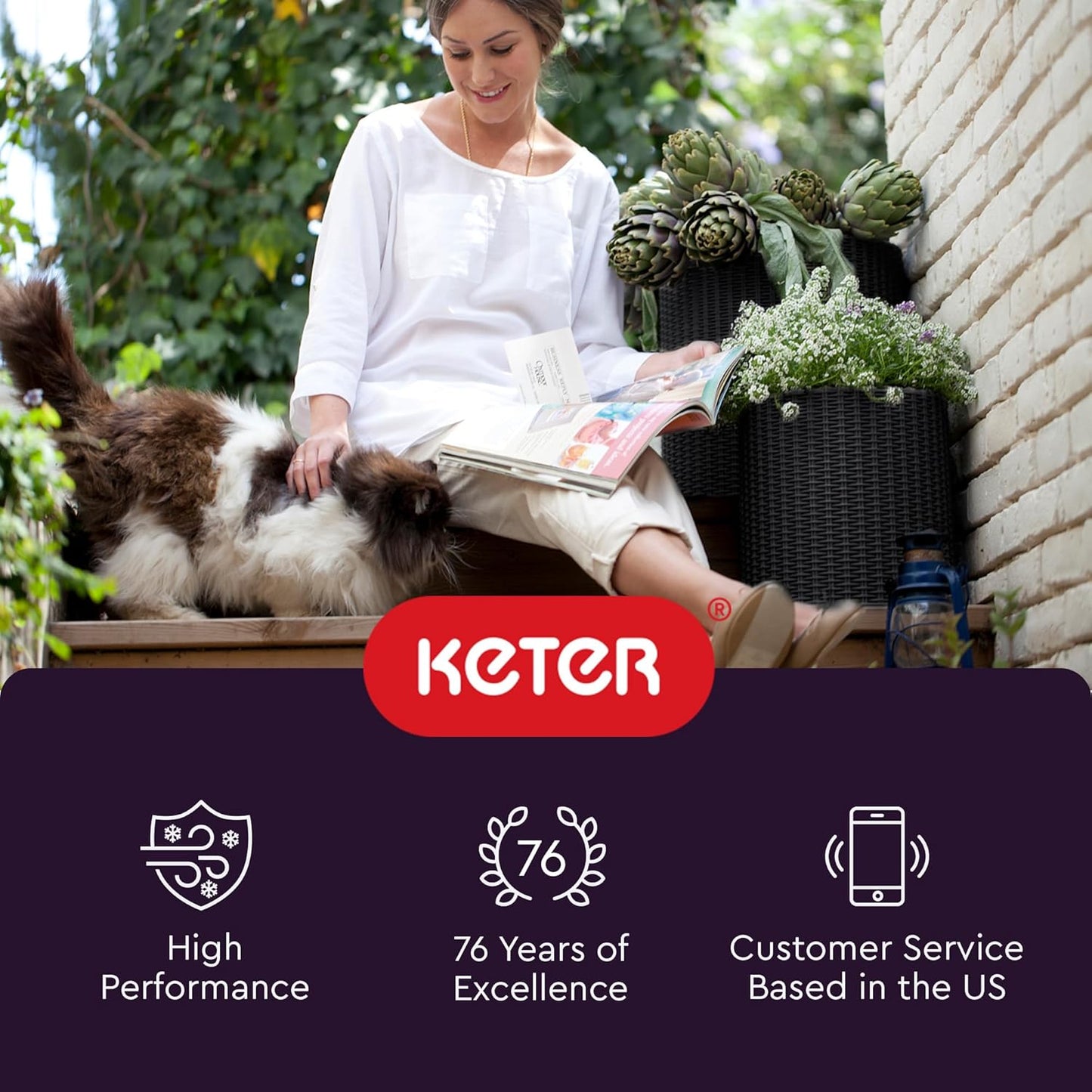 Keter Cylinder Set of 3 Rattan Resin Planter for Indoor and Outdoor Pl