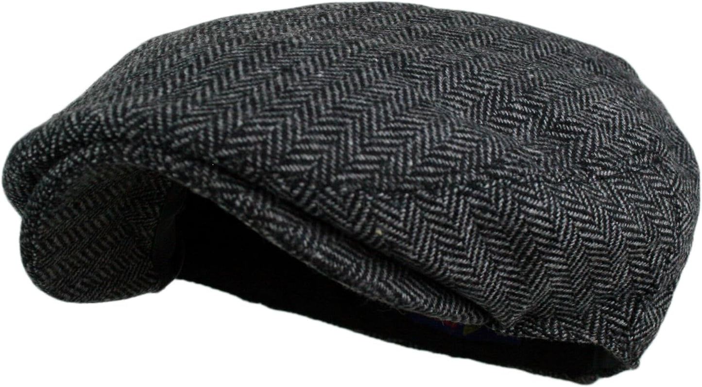 Wonderful Fashion Men's Classic Herringbone Tweed Wool Blend Newsboy I