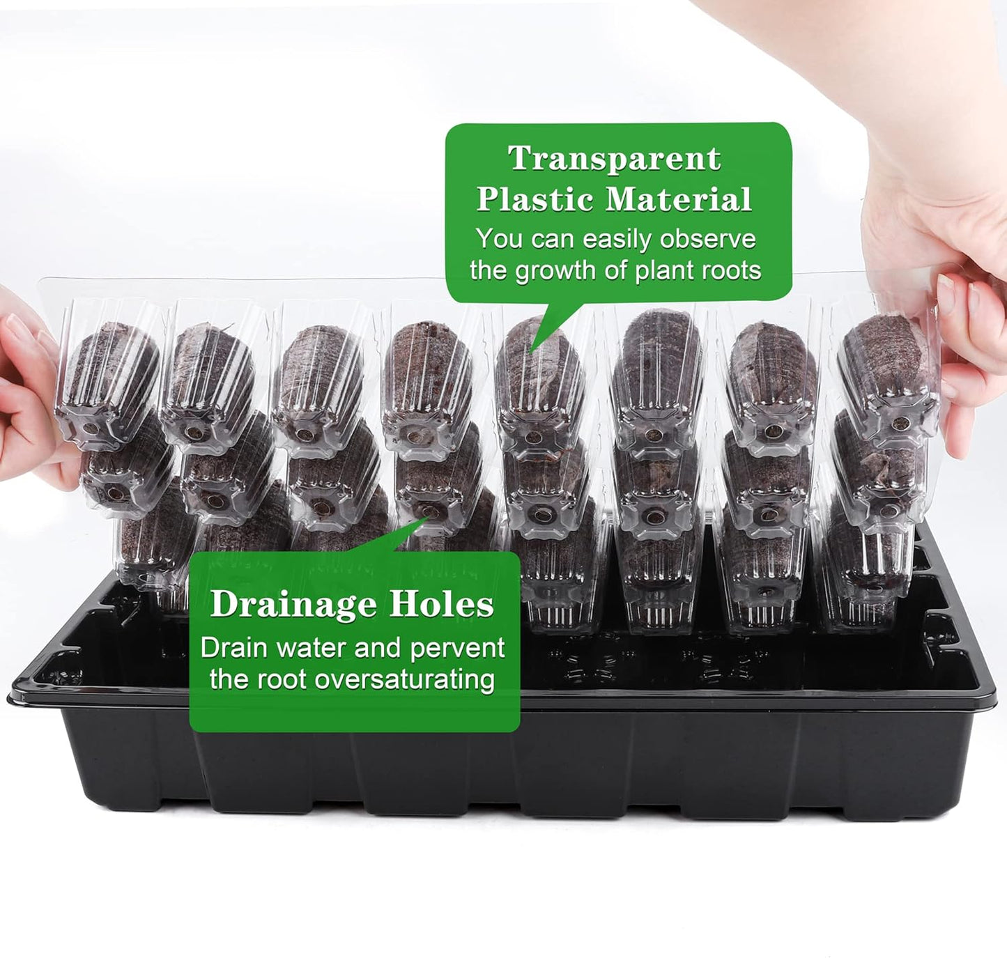 3 Pack Seed Starter Tray Kit 120-Cells Germination Starter Tray with H
