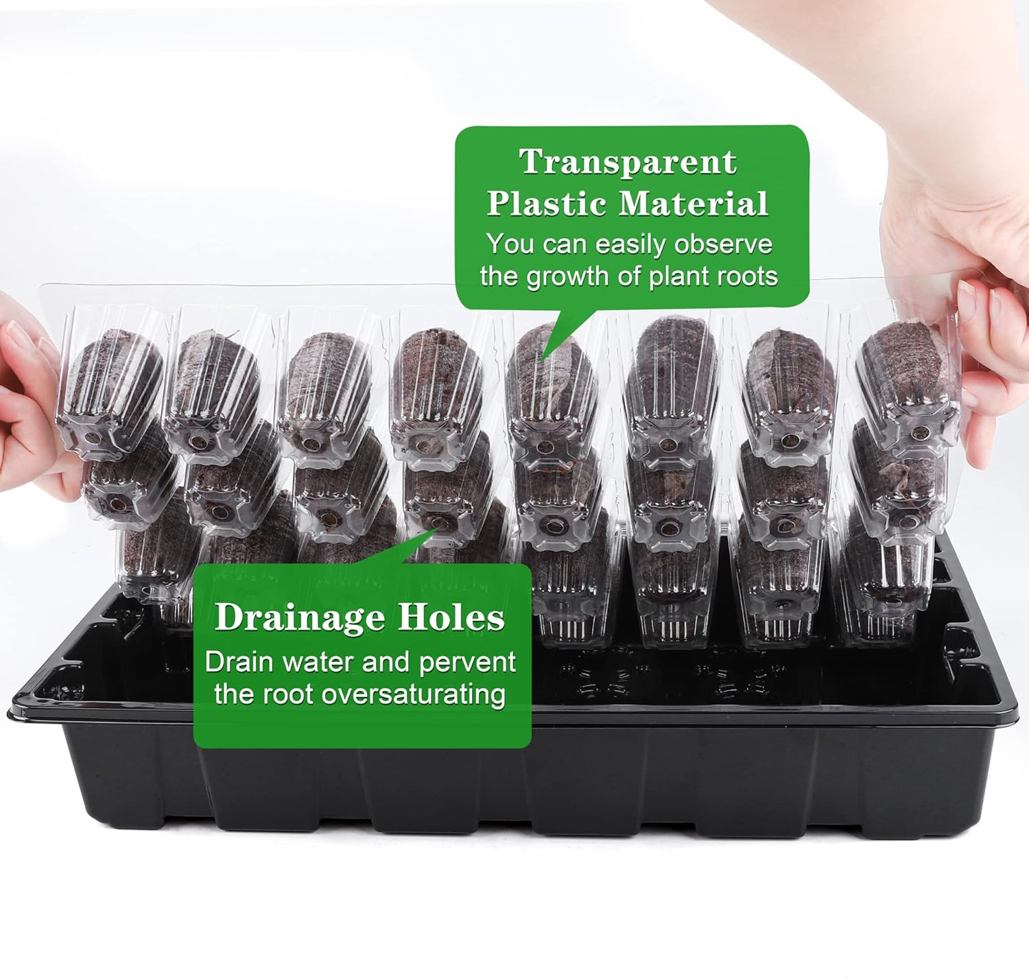 3 Pack Seed Starter Tray Kit 120-Cells Germination Starter Tray with H
