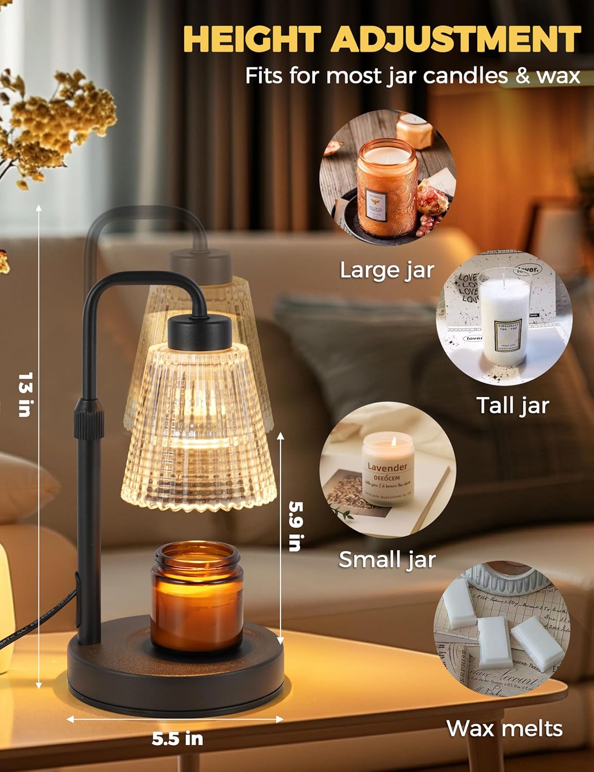 Candle Warmer Lamp with Timer Dimmable, Birthday Gifts for Women Mom, 