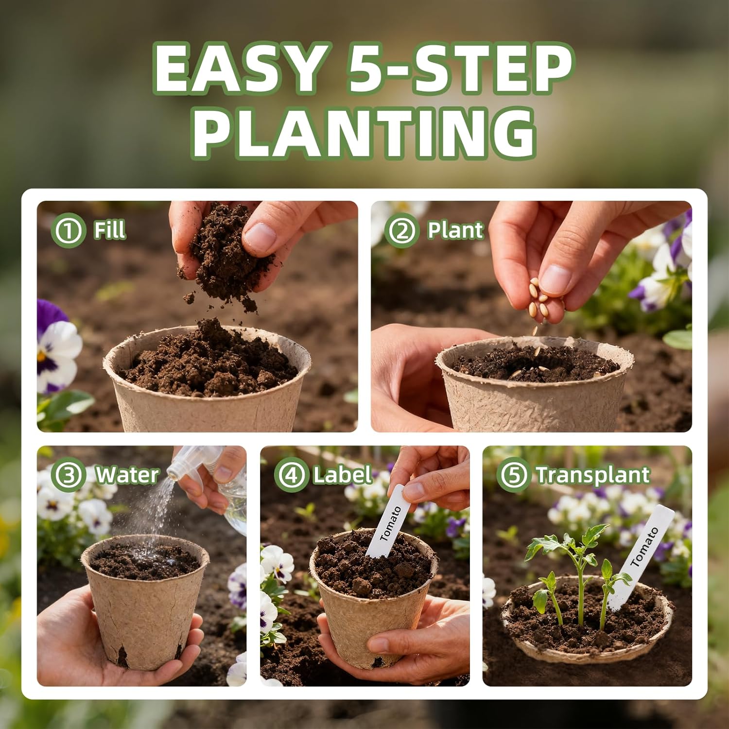 70Pcs Biodegradable 4” Peat Pots with 70Pcs Plant Labels, Biodegradabl
