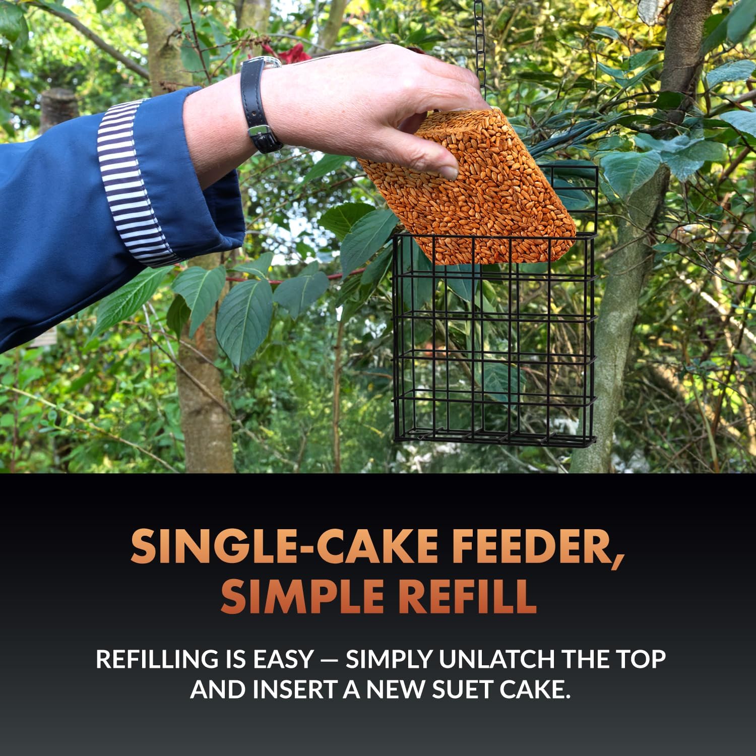 Newhouse Pet Single Cake Suet Basket Bird Feeder NHP-Suet-BLK, Small H