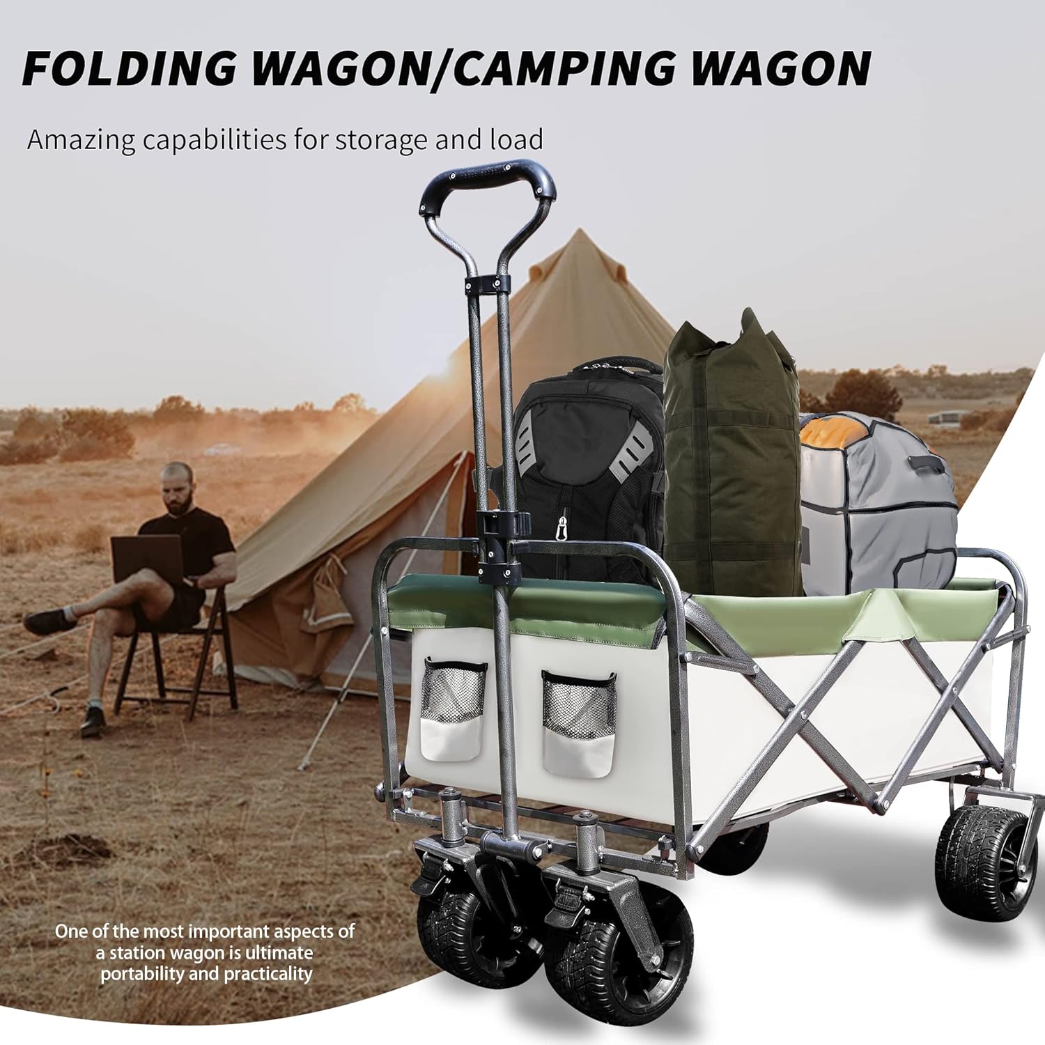 Utility Kids Wagon for Outdoor Garden Park Walking, Portable Beach Cam