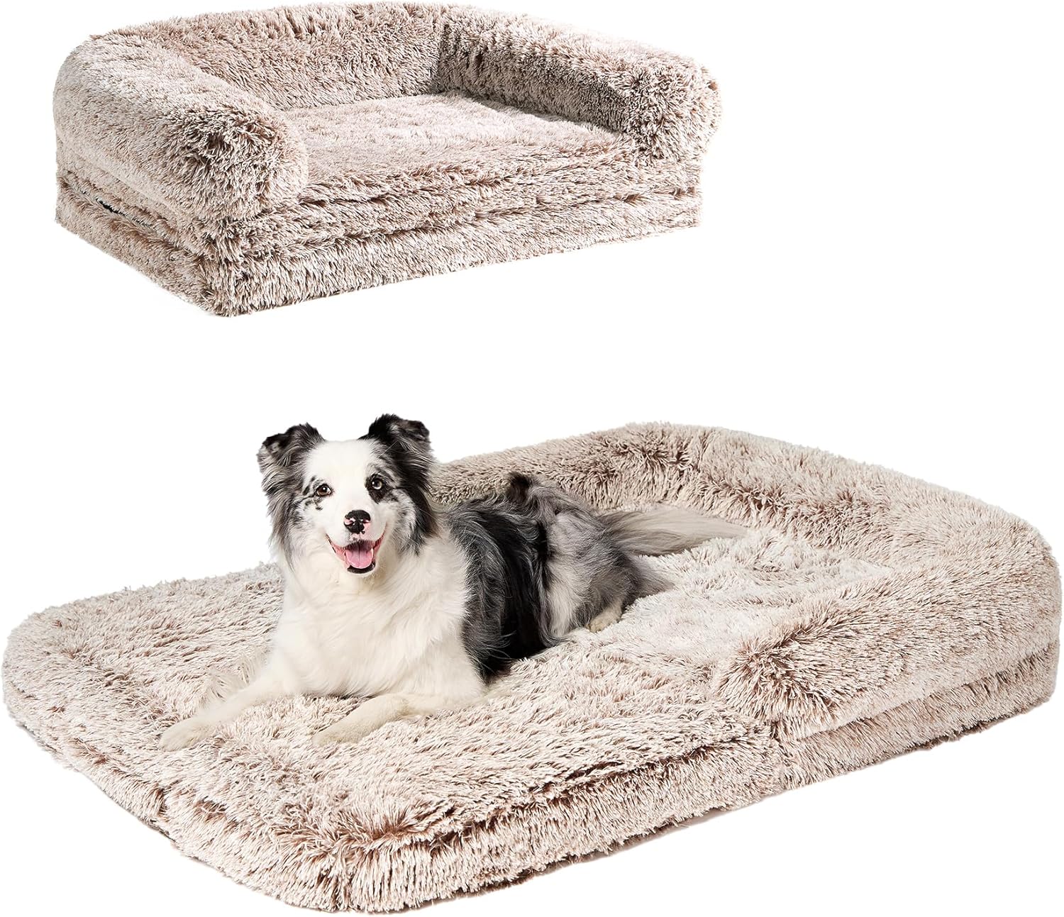EHEYCIGA Foldable XXL Dog Bed for Large Sized Dog, 54"x38"x7.5" Faux F