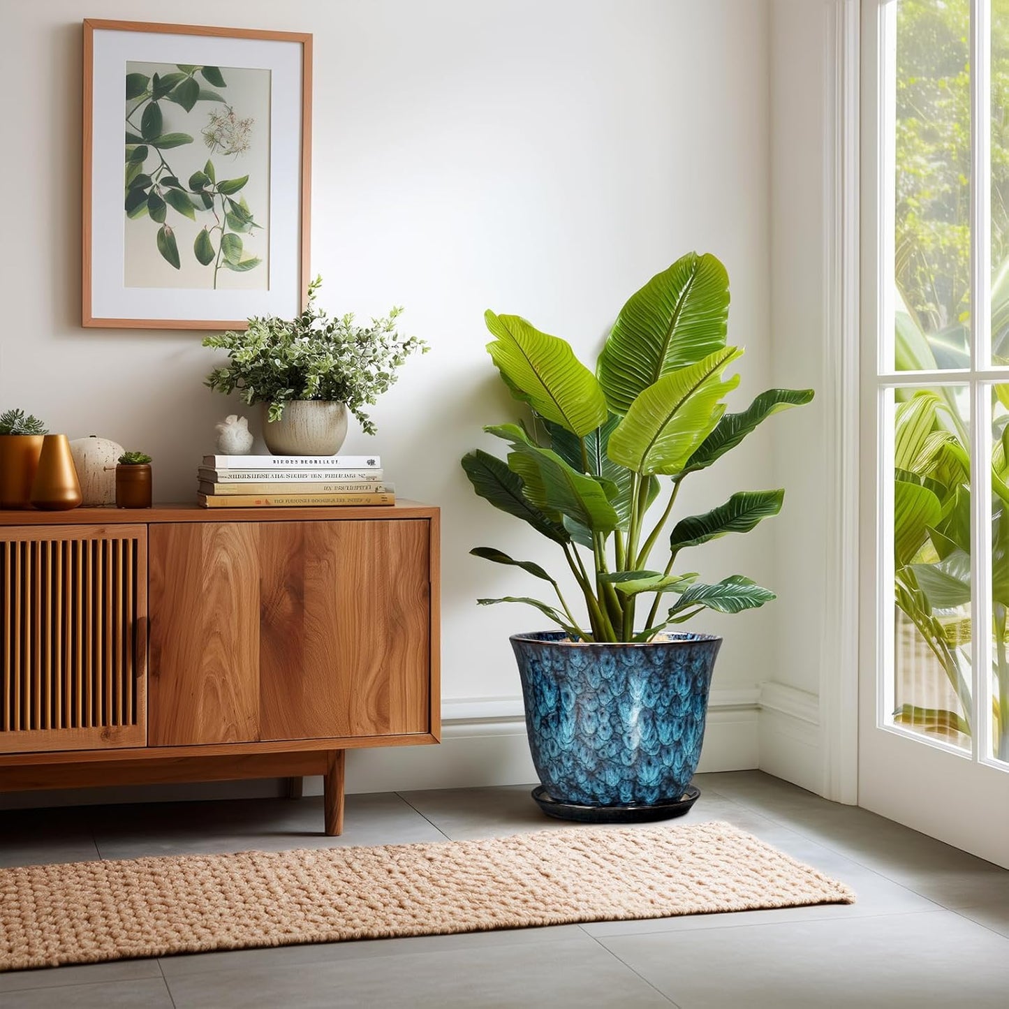 Ceramic Plant Pots - 12 Inch Pots for Plants Indoor Outdoor, Large Rou