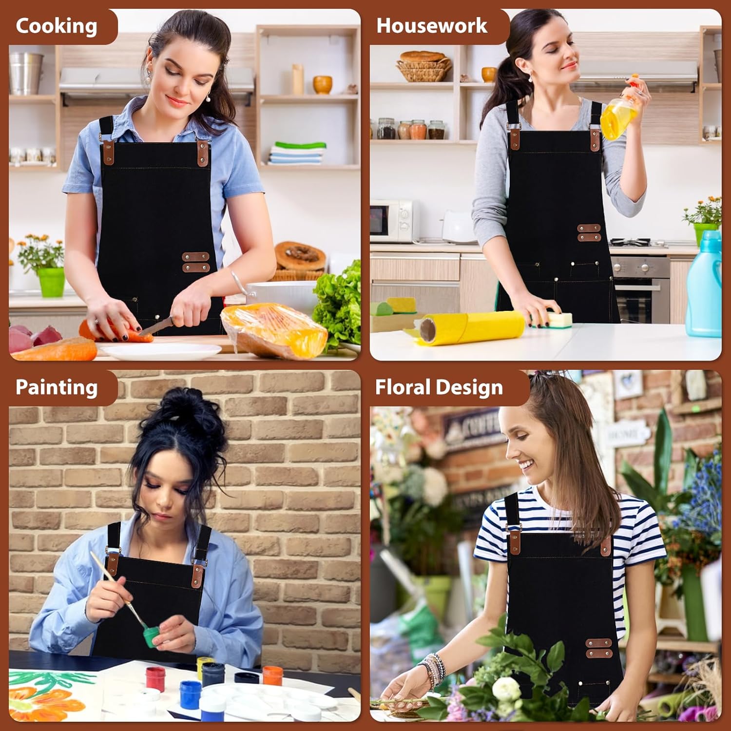 Apron for Men Women, Chef Apron with Adjustable Neck Strap, Heavy Duty