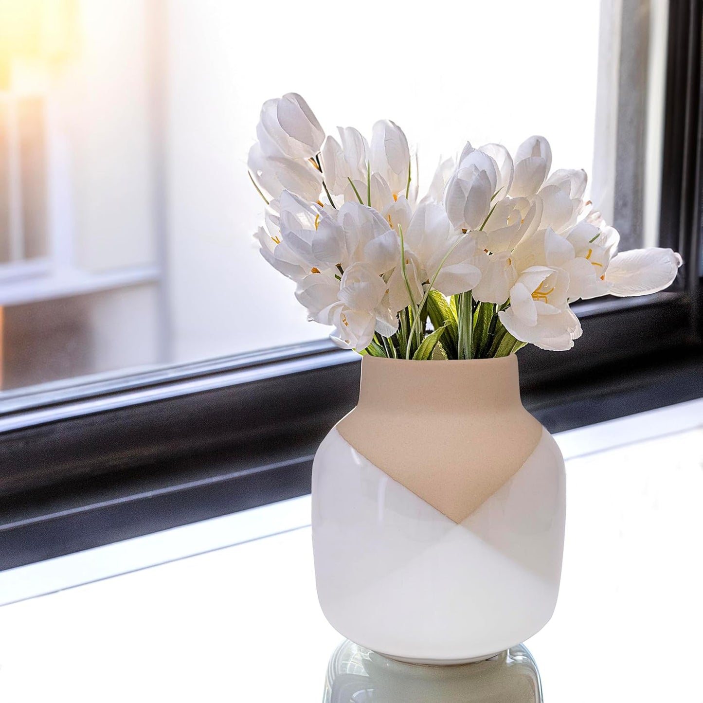 Home Round Oval Flower Vase Pot Modern Flat Navy Indoor & Outdoor Cera