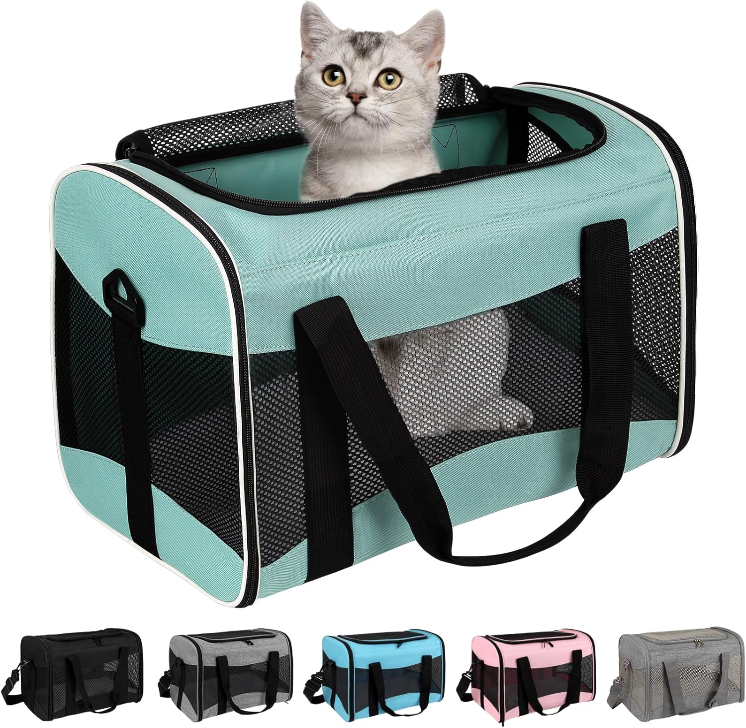 Cat Carrying Case Pet Dog Carrier Soft-Sided Cat Bag Airline Approved,