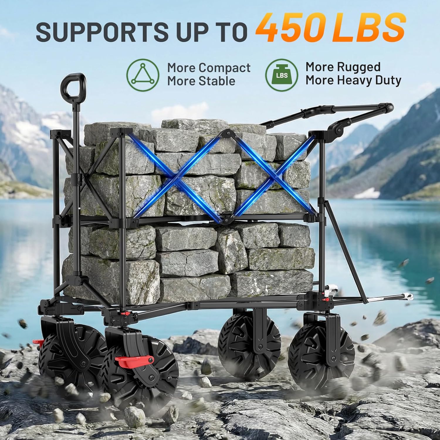 TIMBER RIDGE Push & Pull Double Decker Wagon, 400L Large Capacity Heav