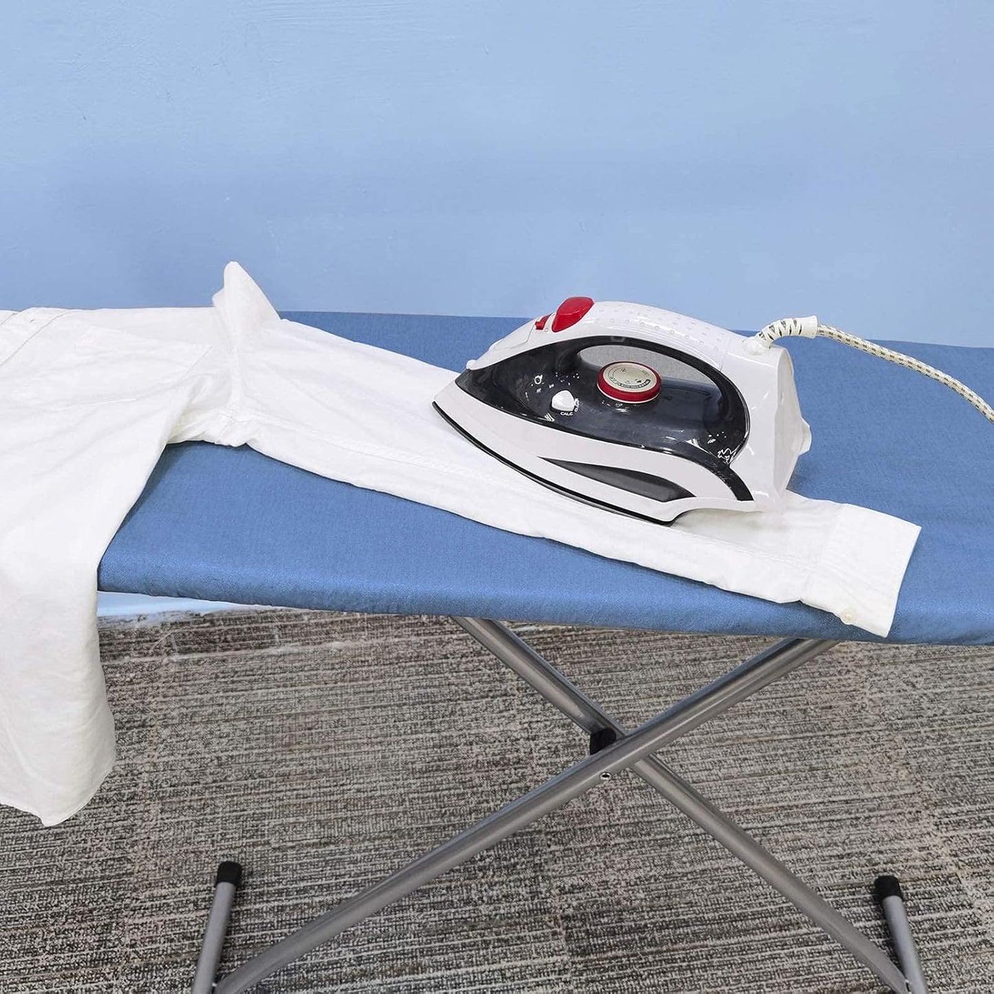 Ironing Board Cover and Pad, Standard Size 15x54, Thick Padding, Elastic Edge, Silicone Coated, Resist Scorching, Adjustable Fastener, Heavy Duty Padded Iron Board Covers (Blue)