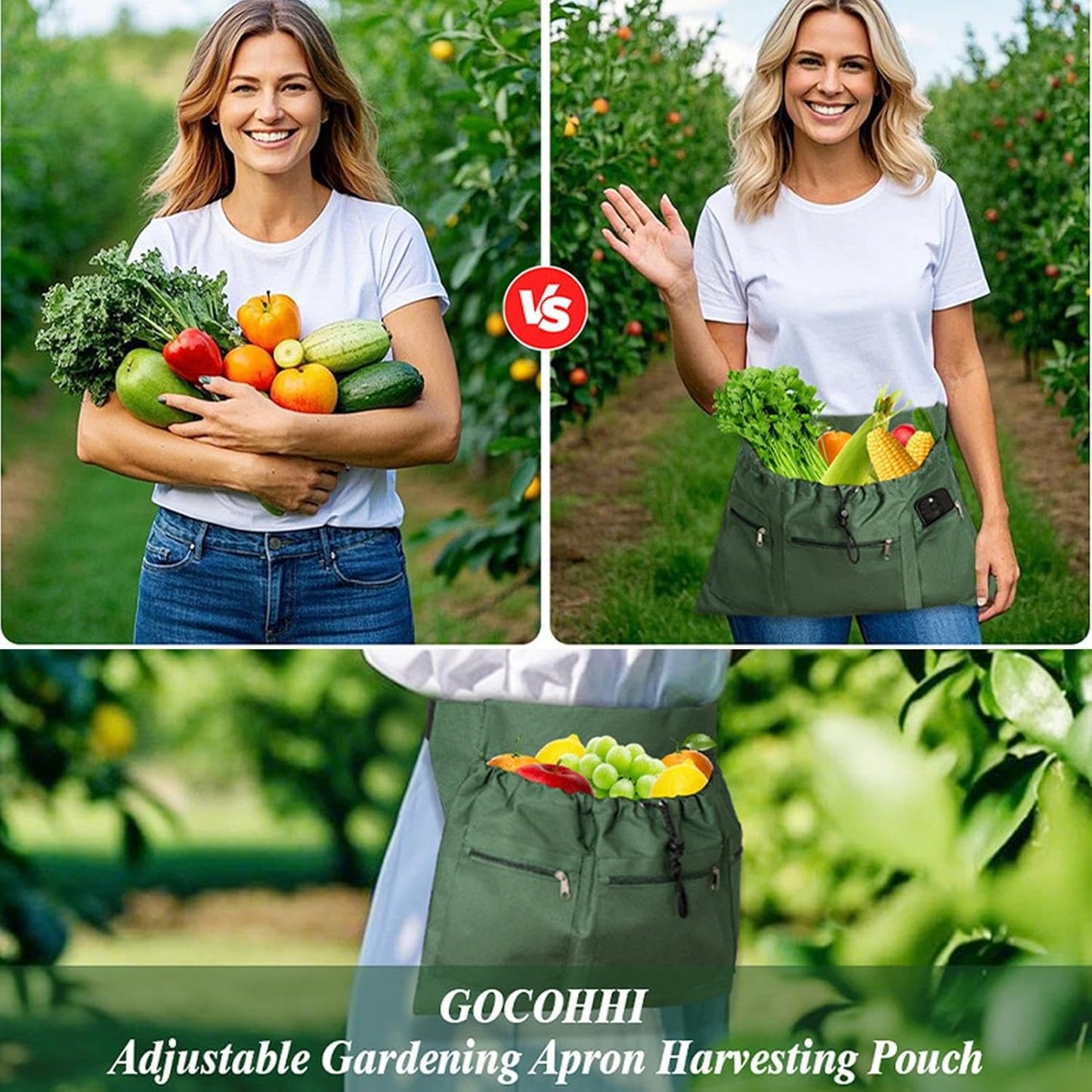 Gardening Apron with Pockets, Waterproof Garden Tool Apron, Heavy Duty Safety Gardening Accessories for Storing Small Items Picking Tools Fruit, Fabric for Outdoor Yard Work Home Improvement Daily Use