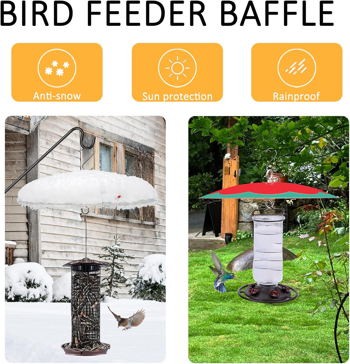Metal 13" Bird Feeder Baffle for Outdoor Handing Rain Guard for Hummingbird Feeder and House ((1pack))