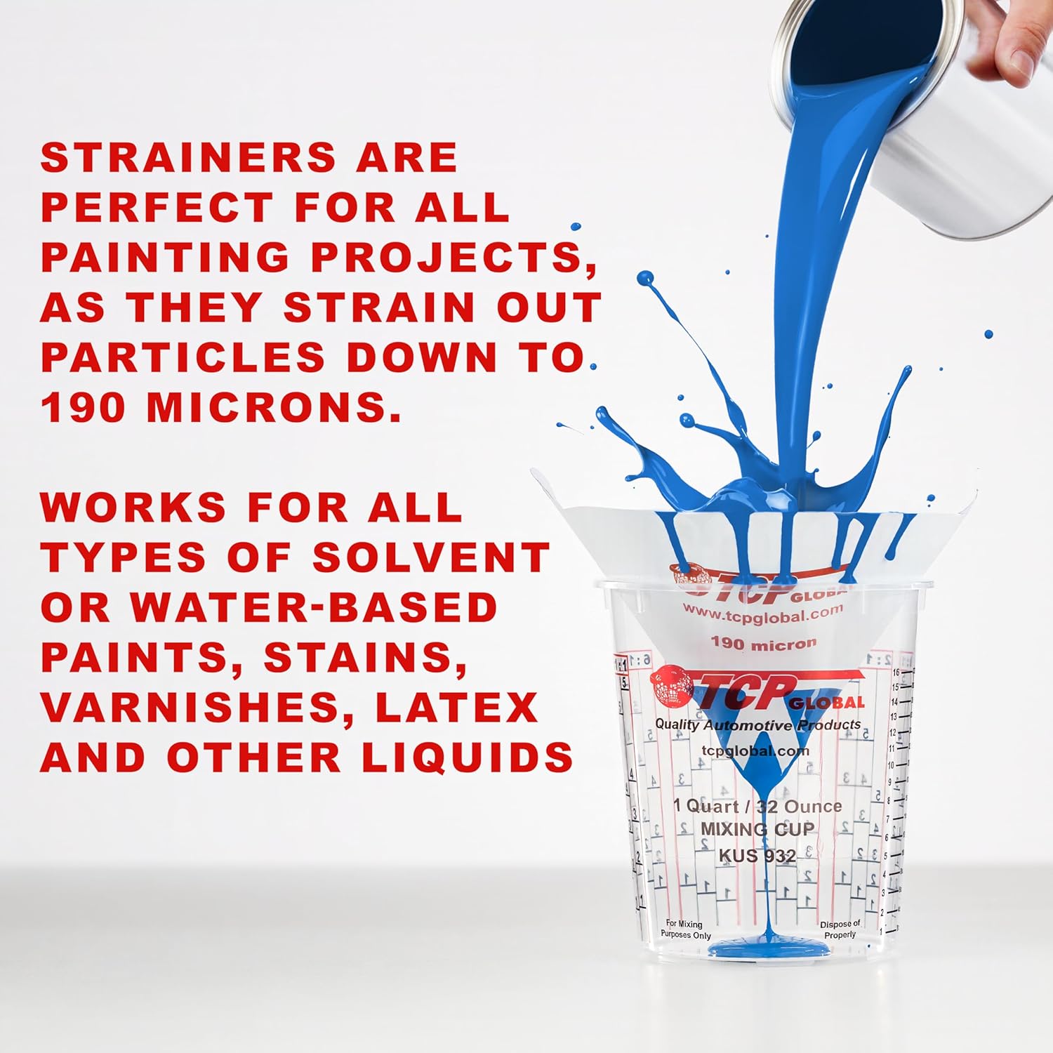 TCP Global - 190 Micron Filter Tips Ultra-Fine Paint Strainer (50 Pack