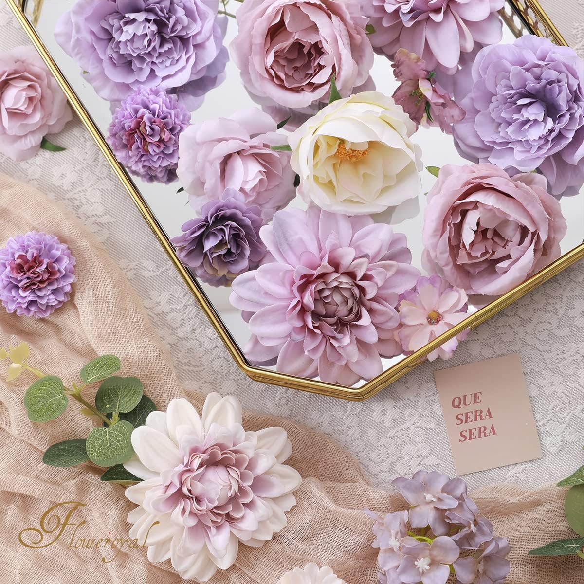 Floweroyal Artificial Flowers Combo Purple Flowers Mix Silk Flowers Da