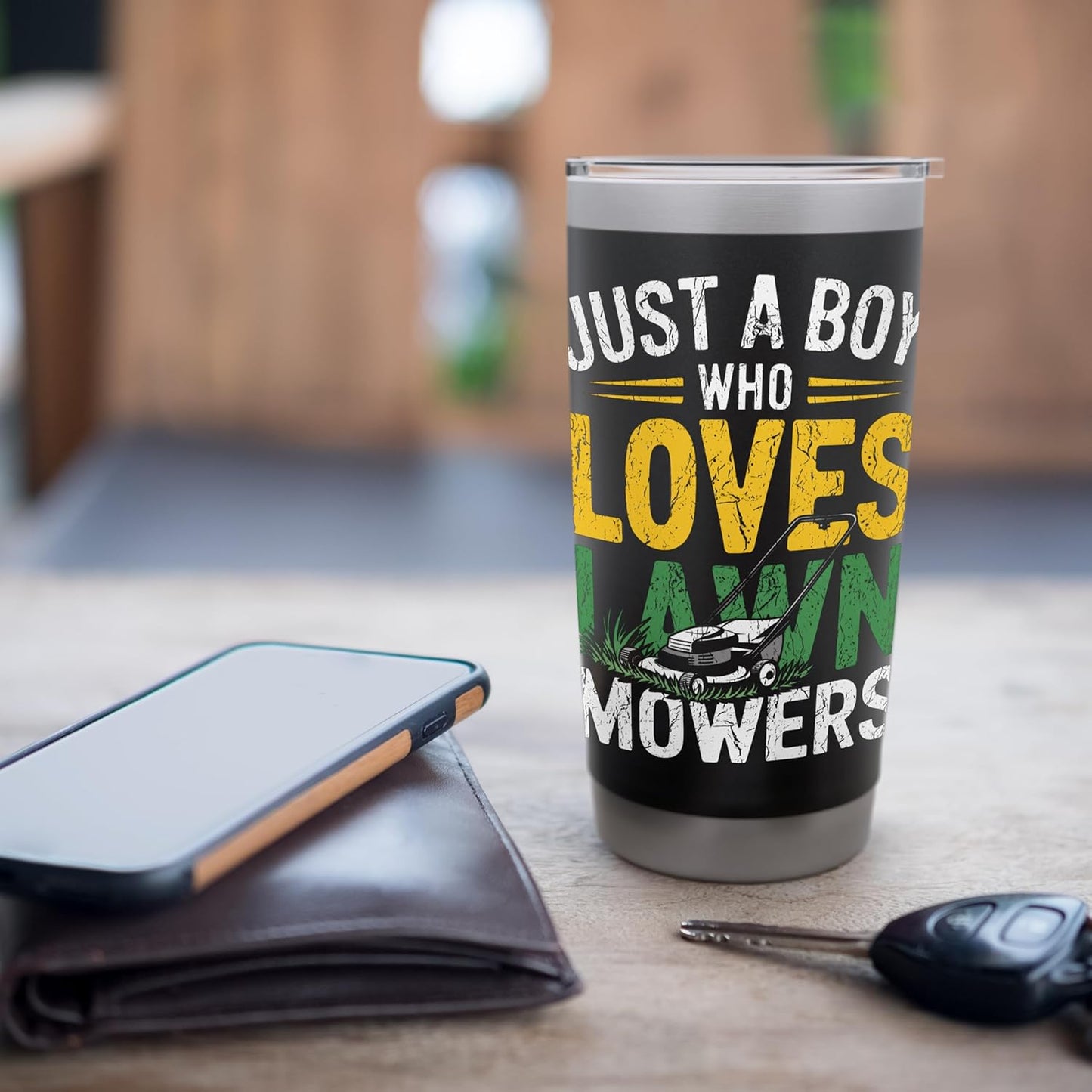 Mowers Mowing Grass Mowing Just A Boy Who Loves Lawn Mowers Stainless Steel Insulated Tumbler