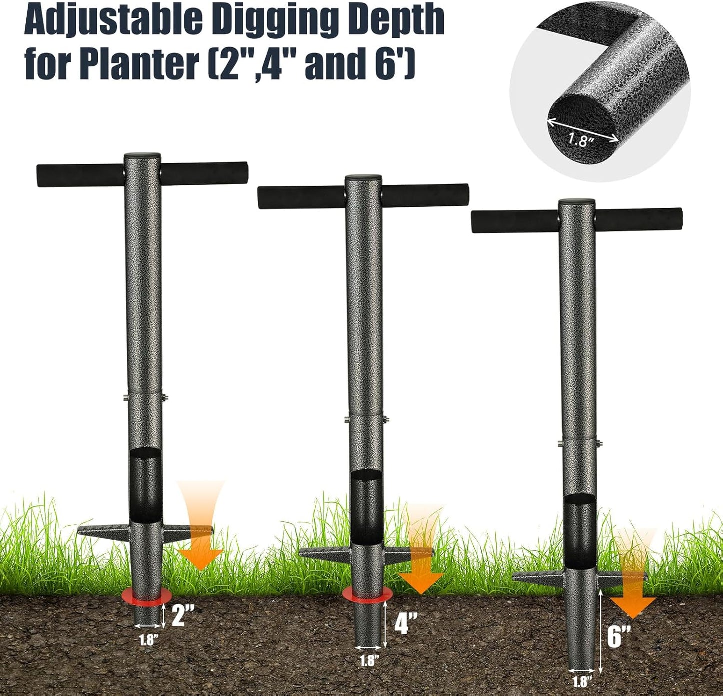 Bulb Planter Tool, 33.5 inch Long Handle Garden Sod Plugger to Dig Hol