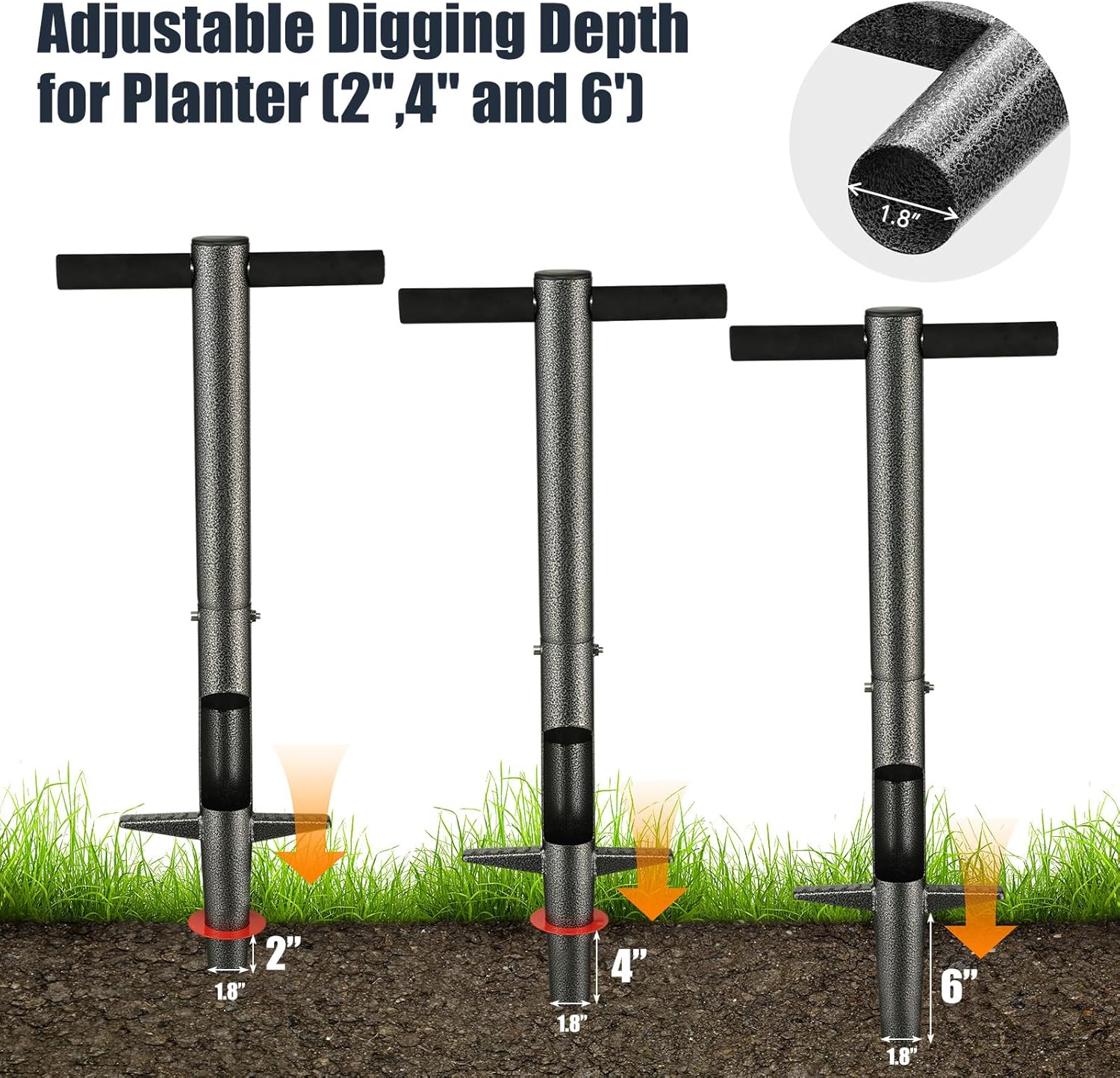 Bulb Planter Tool, 33.5 inch Long Handle Garden Sod Plugger to Dig Hol