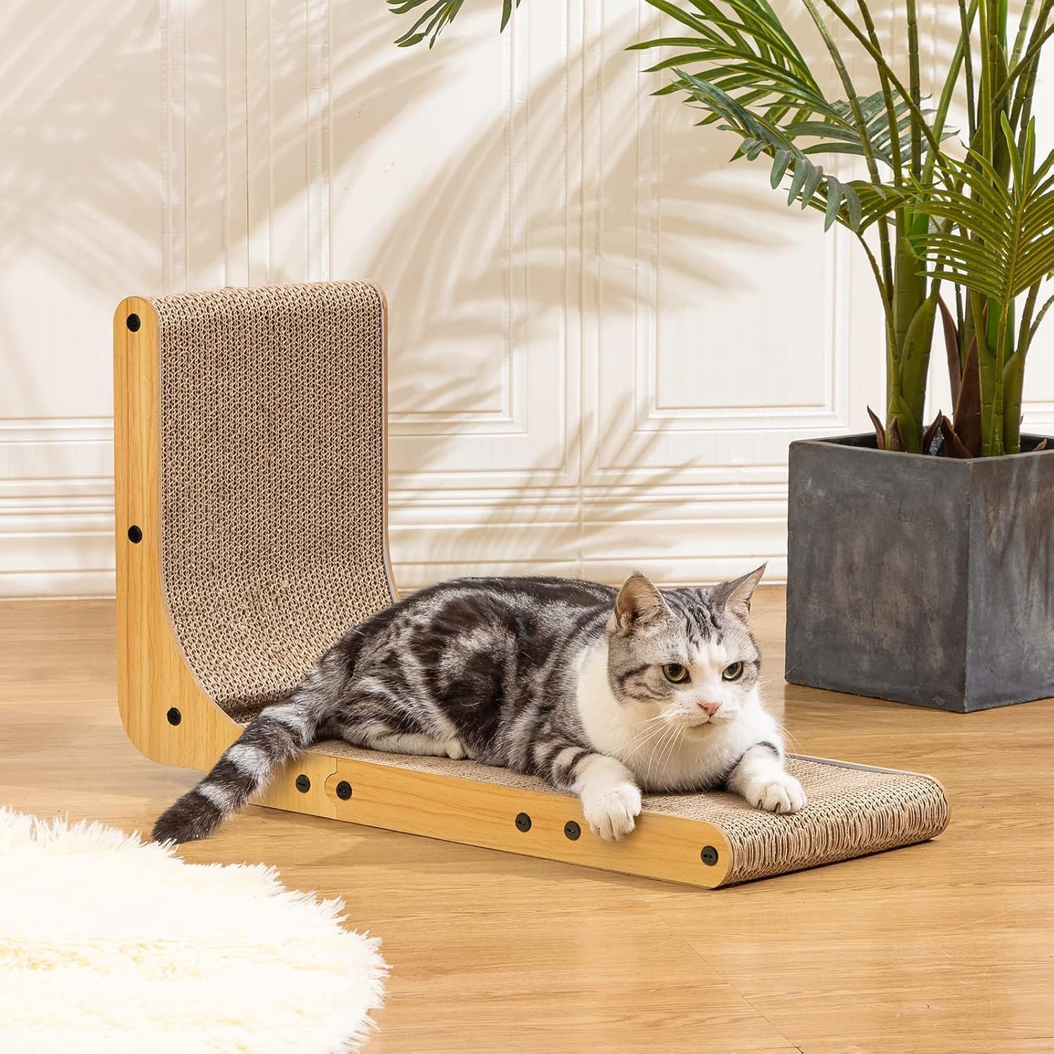 Poils bebe L Shape Cat Scratcher, 26.8 Inch Cat Scratchers for Indoor 