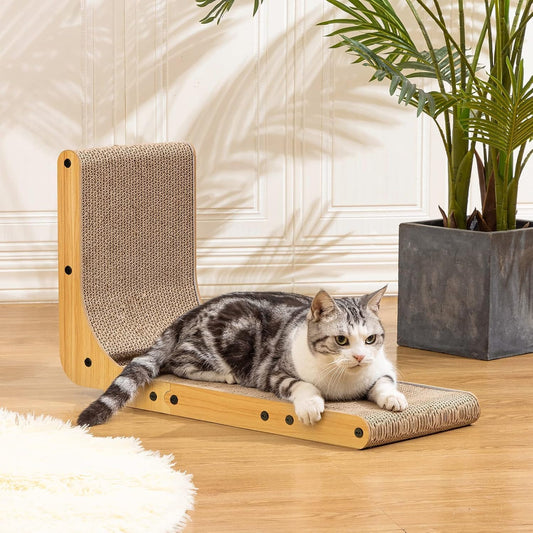 Poils bebe L Shape Cat Scratcher, 26.8 Inch Cat Scratchers for Indoor 