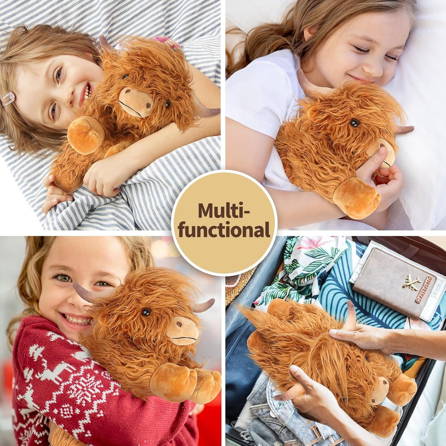 Highland Cow Stuffed Animals, Microwavable Stuffed Animals Heating Pad