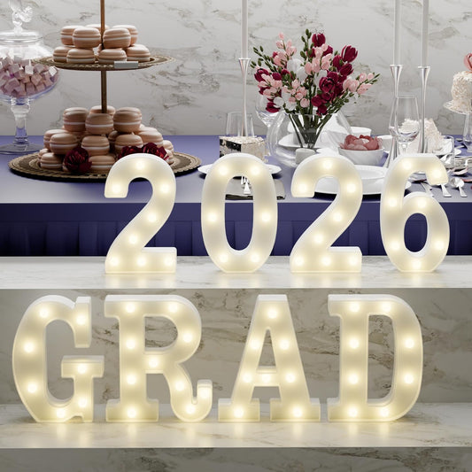Graduation Decorations 2026-8 LED Long Marquee Light Up Letters 'Grad 