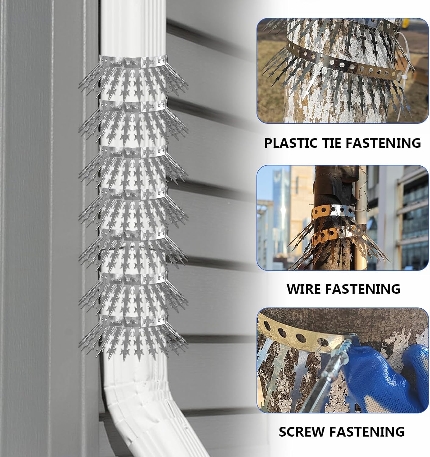 Bird Squirrel Spikes and Squirrel Proof Baffle,for Bird Feeders and Pole,Outside Fence,Wall,Tree,Drainpipes,Deterrent Effective Against Pigeons,Raccoons,Mice and Cats,40 inches