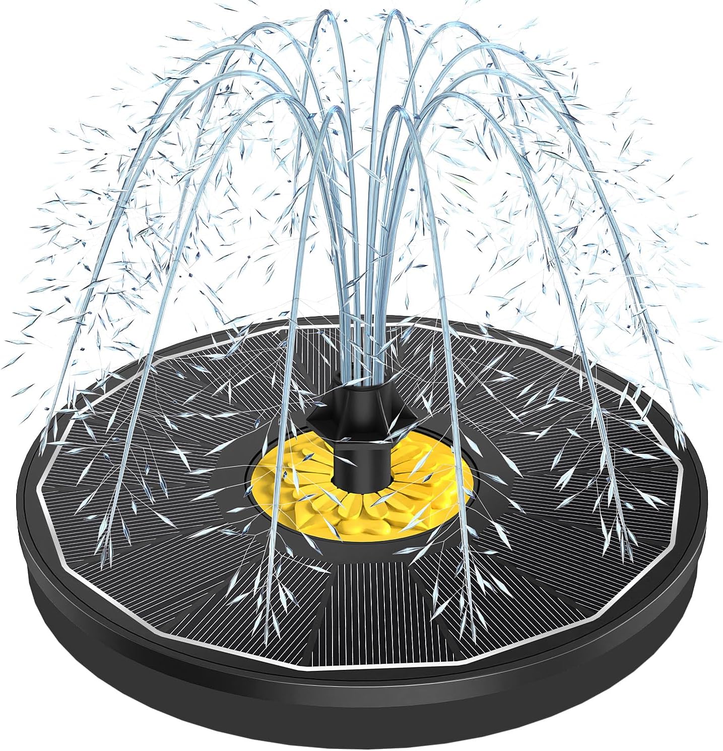 Yzert Solar Bird Bath Fountains,3.5W Glass Panel Solar Fountain Pump for Bird Bath No Battery,Solar Water Fountain Outdoor with 4 Fixed Pipes 7 Nozzles(Black)