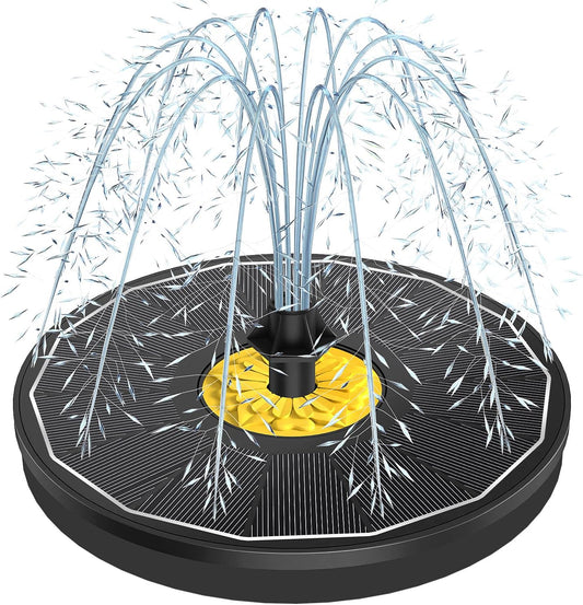 Yzert Solar Bird Bath Fountains,3.5W Glass Panel Solar Fountain Pump for Bird Bath No Battery,Solar Water Fountain Outdoor with 4 Fixed Pipes 7 Nozzles(Black)