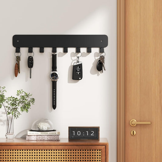 pickpiff Key Holder Wall Mount, Adhesive Key Rack with 8 Hooks Hanger 