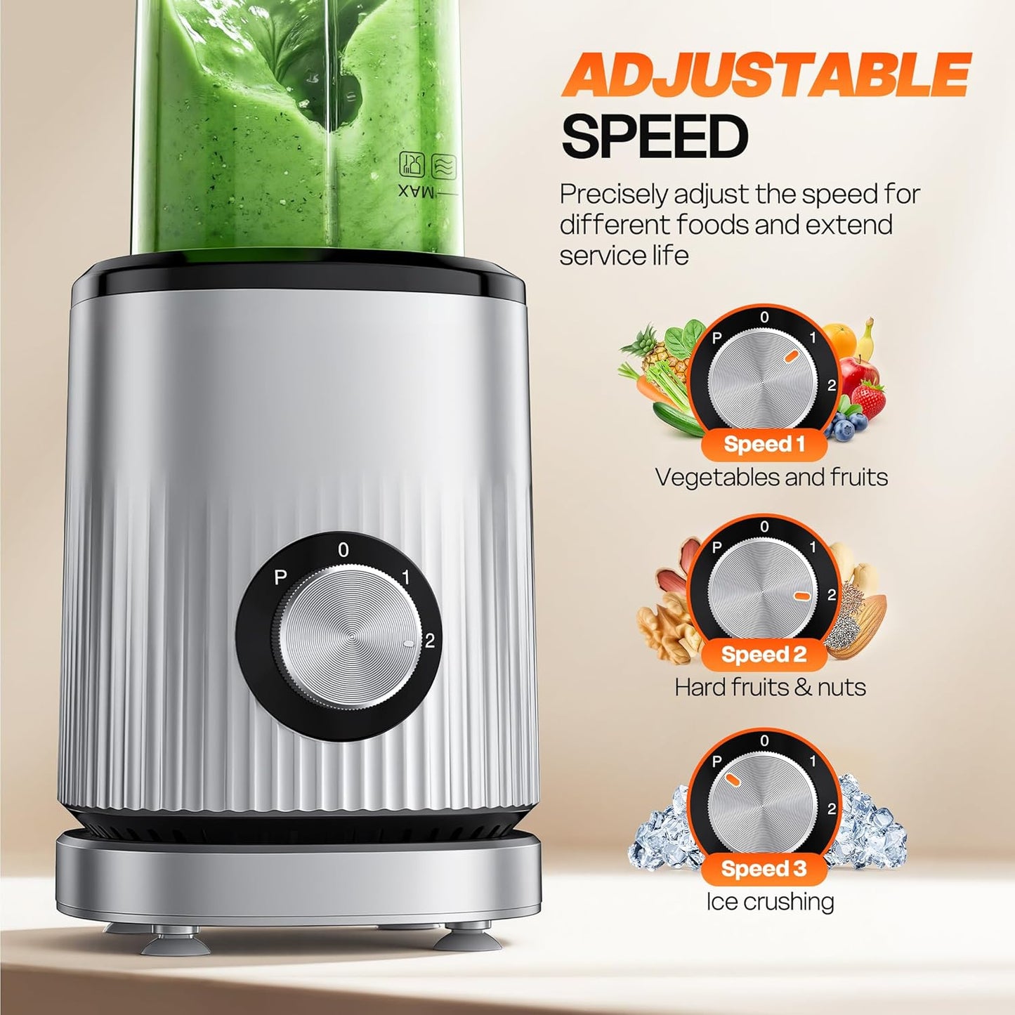Blender for Smoothies Portable Personal Blender for Shakes and Smoothies for Kitchen with 2 * 24oz Portable Cups and Extra Lid, Smoothie Maker Machine for Juices, Baby Food, Nutritious Recipe