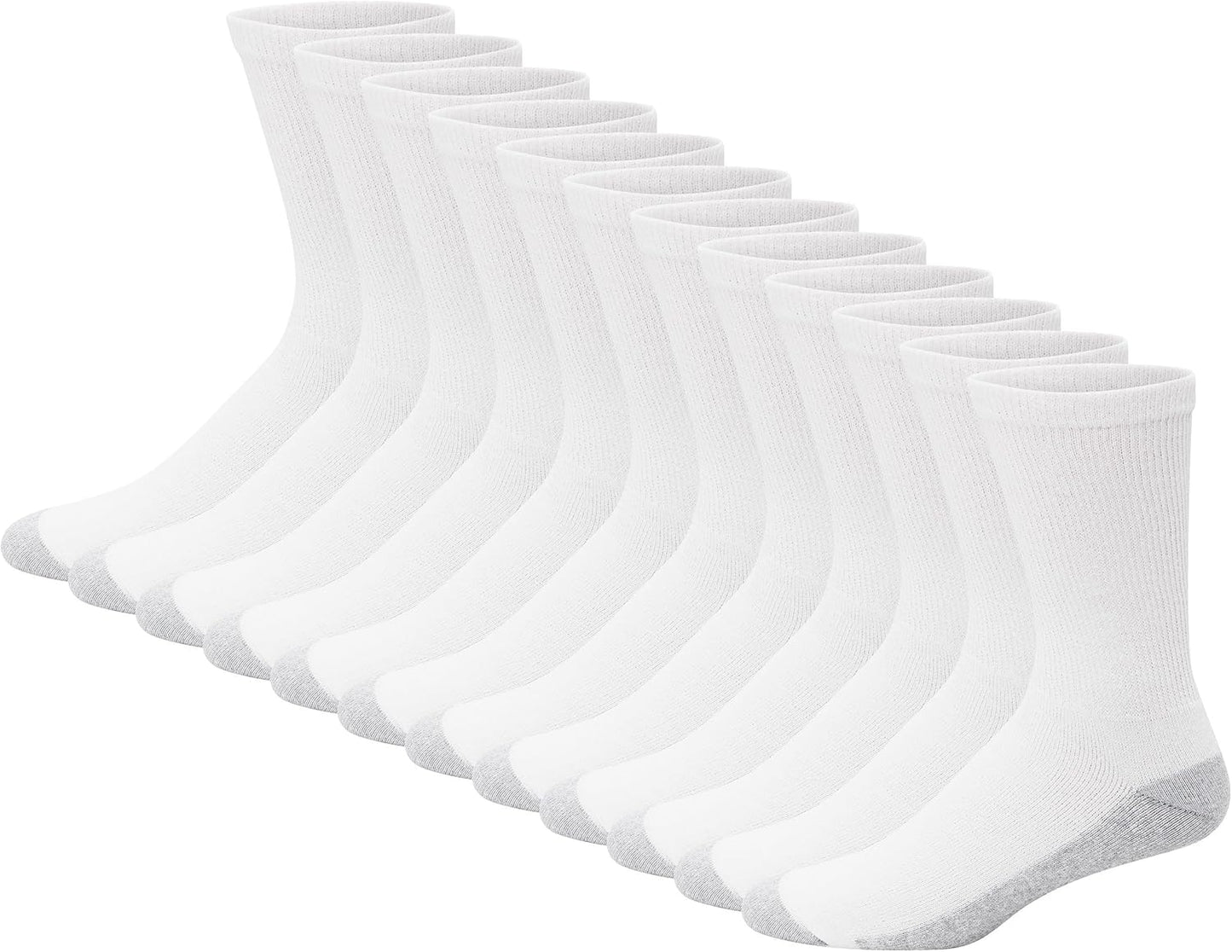 Hanes Men's Double Tough Socks, Crew and Ankle Moisturing Wicking Socks, Black & White, Multi-Packs