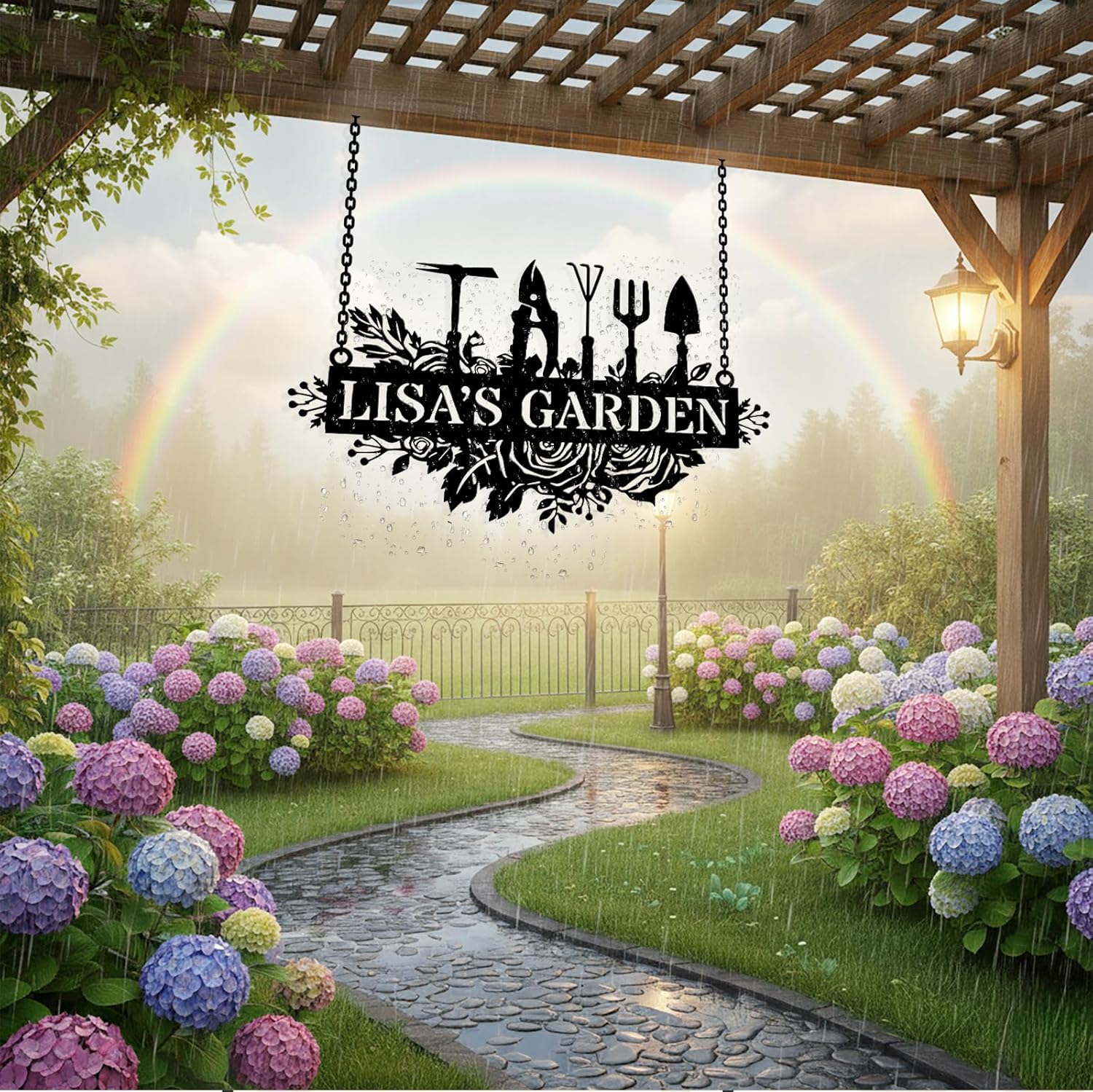 Custom Metal Garden Signs, Personalized Garden Tools Signs with Name, 