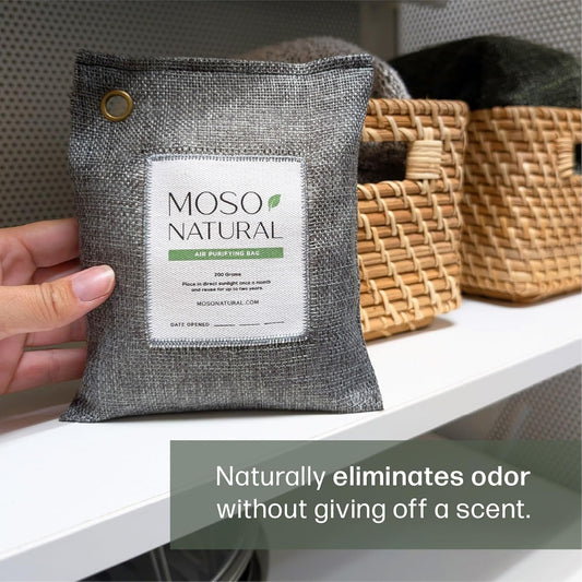 Moso Natural Air Purifying Bag 200g | HGTV Editor's Pick | Premium Bamboo Charcoal Odor Absorber for Home & Car | Closet Odor Eliminator & Car Air Freshener | Long Lasting Charcoal Bags Cover 90sqft