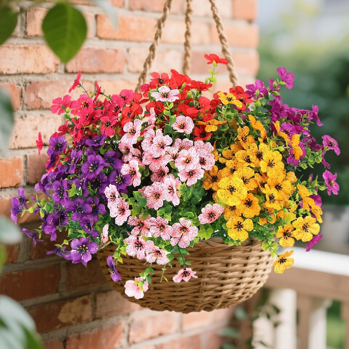 Outdoor Faux Plants 12 Bundles, Uv Resistant Artificial Outdoor Flowers, Artificial Flowers for Outdoors Indoor Porch Patio Home Yard Garden Window Box Pot Planters Decorations.