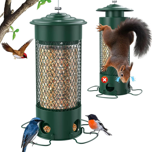 Metal Squirrel Proof Bird Feeders for Outdoors Hanging,Weight-Activate