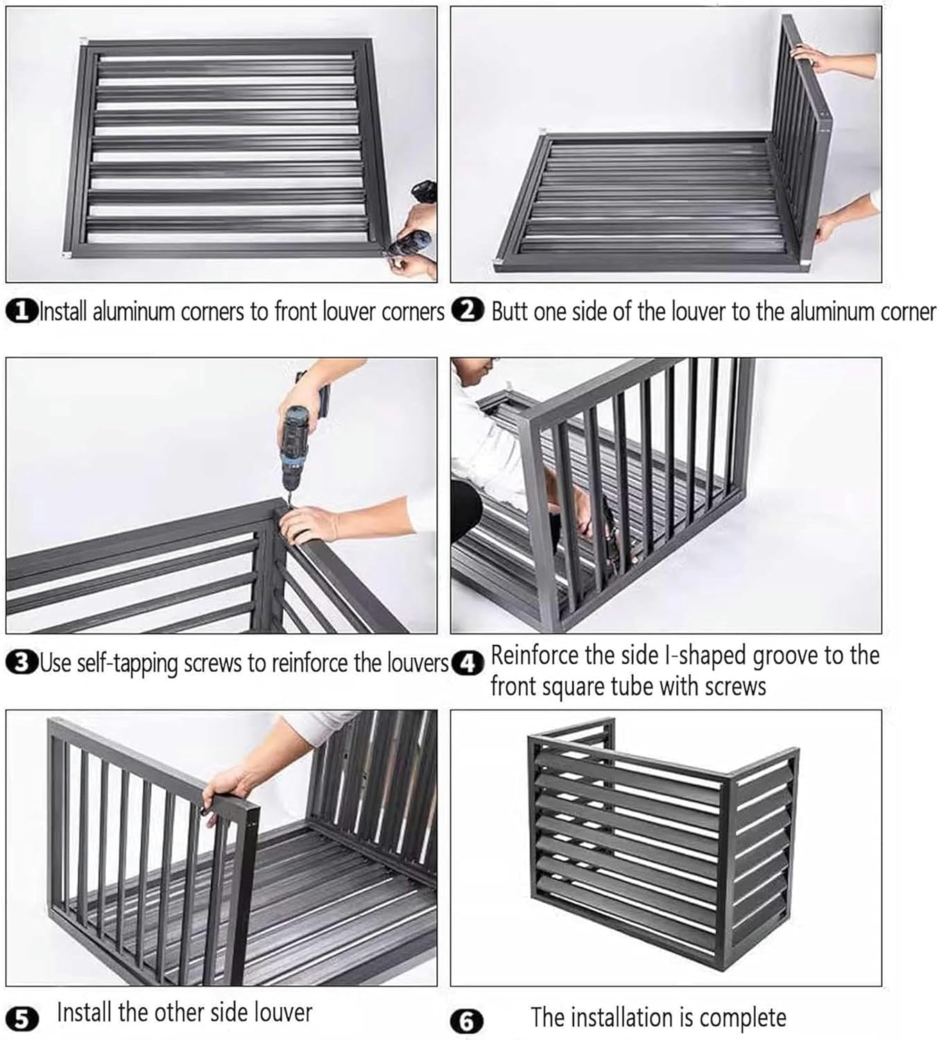 Air Conditioner Fence for Outdoor Units, Aluminum Alloy Air Conditioner Shutters Privacy Fence, Screen 3 Panels Fencing, Decorative Plant Stand Dustproof and Waterproof (Red L100xW50xH70cm)-1