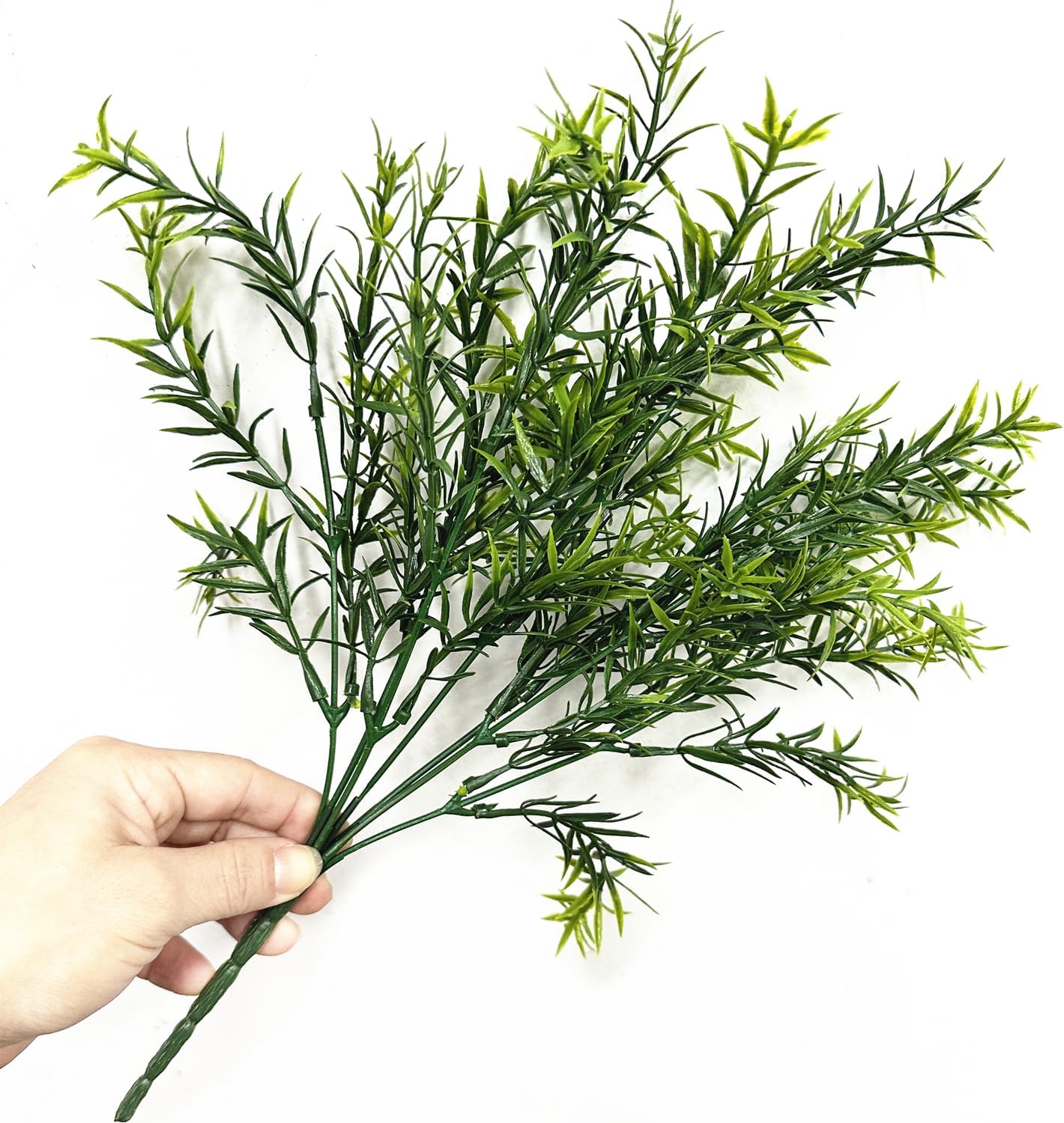 Artificial Rosemary Plants, Fake Plant Bushes Plastic Greenery Grass Faux Shrubs for Home Decor Kitchen Bathroom Farmhouse Room Shelf Desk Coffee Table Vase Pot Planter Filler DIY Decorations 6 Pack