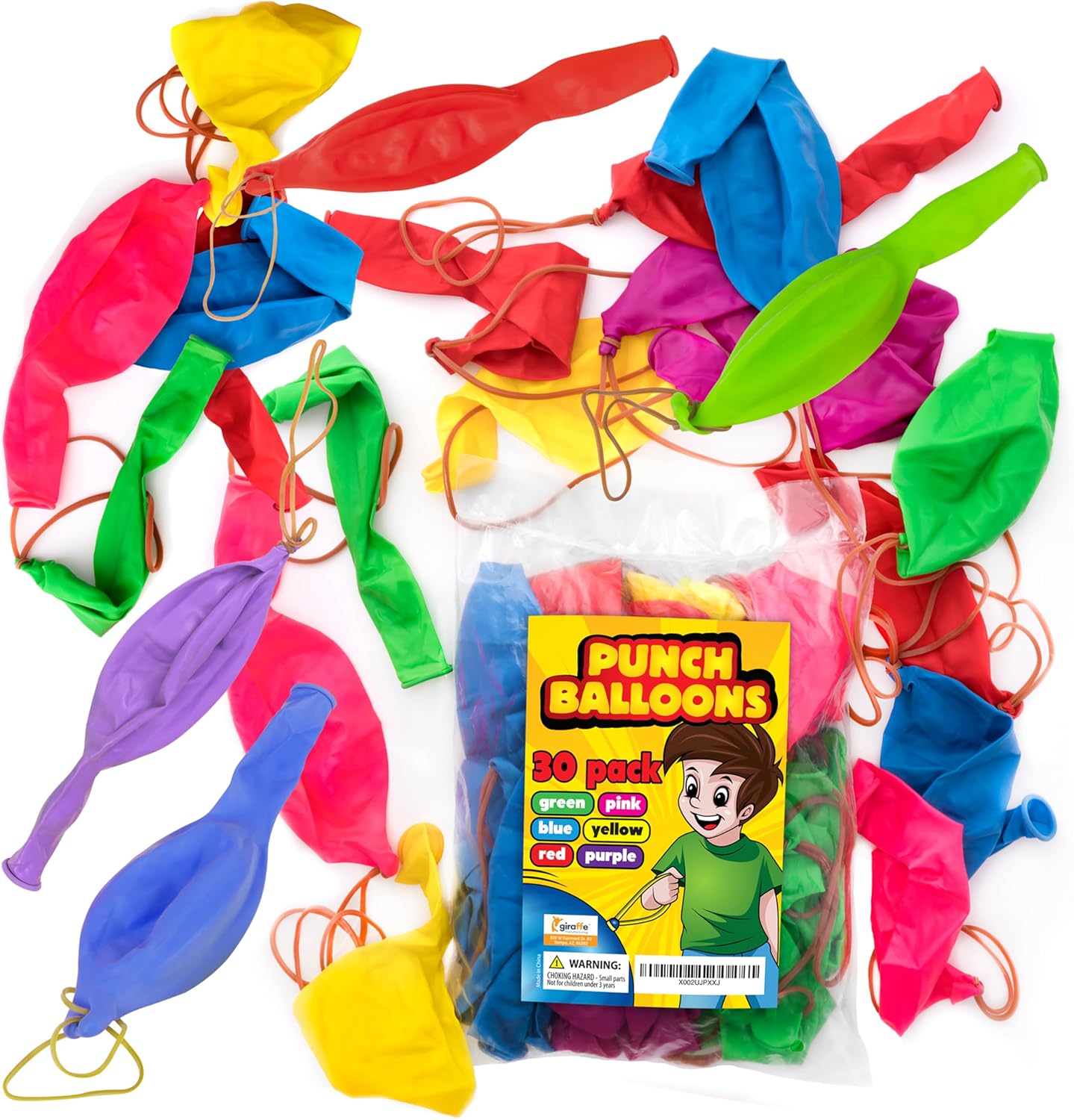 Giraffe 30 Pack Punch Balloons Bulk Fun Party Favors for Kids - 18 Inc