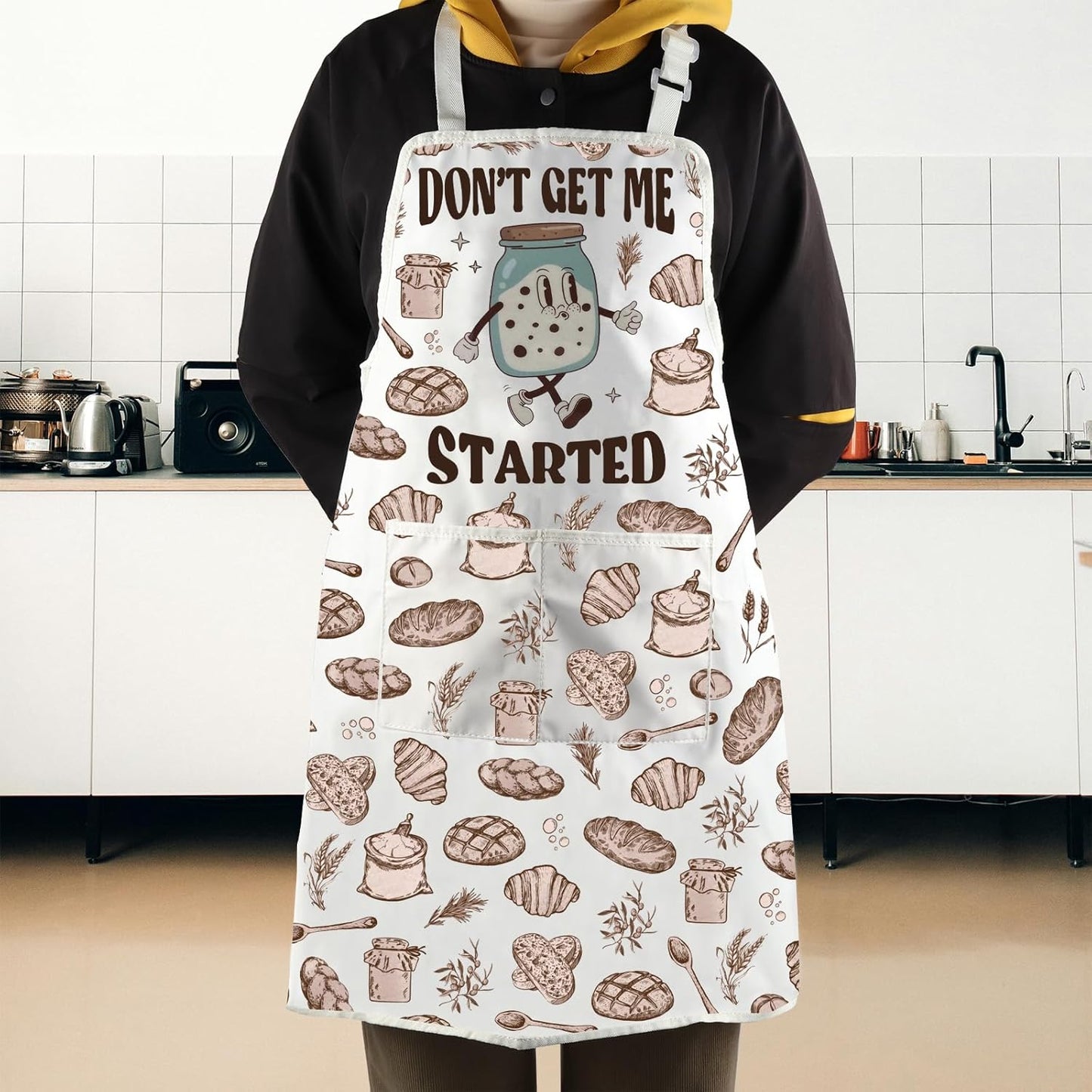 WCGXKO Don’t Get Me Started Kitchen Apron Sourdough Bread Gift Homeschool Homestead Baking Gift Cute Breadmaker Gift