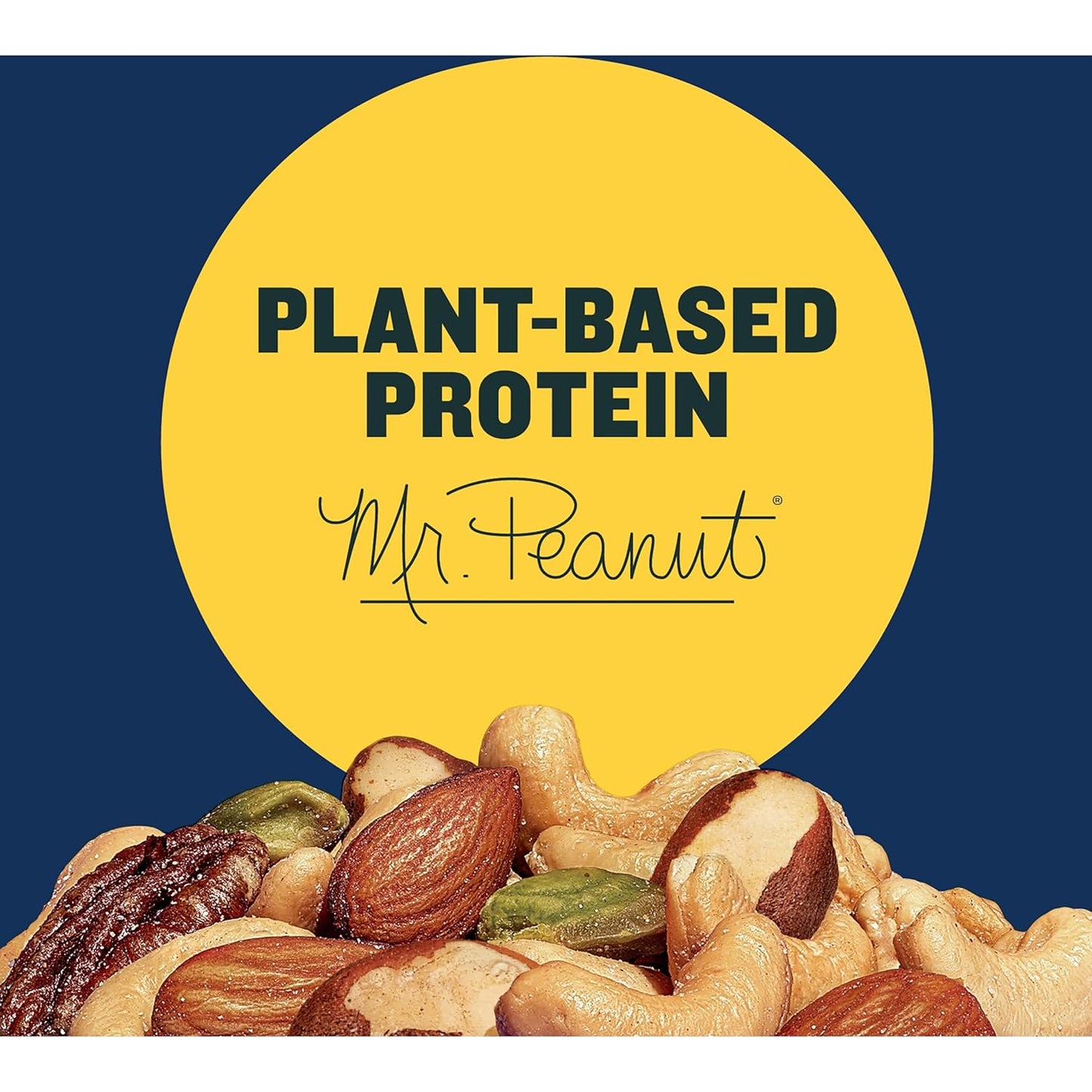 PLANTERS Deluxe Mixed Nuts - Roasted Cashews, Almonds, Brazil Nuts, Pistachios, and Pecans, Plant-Based Protein, Quick Snack, 15.25oz Canister