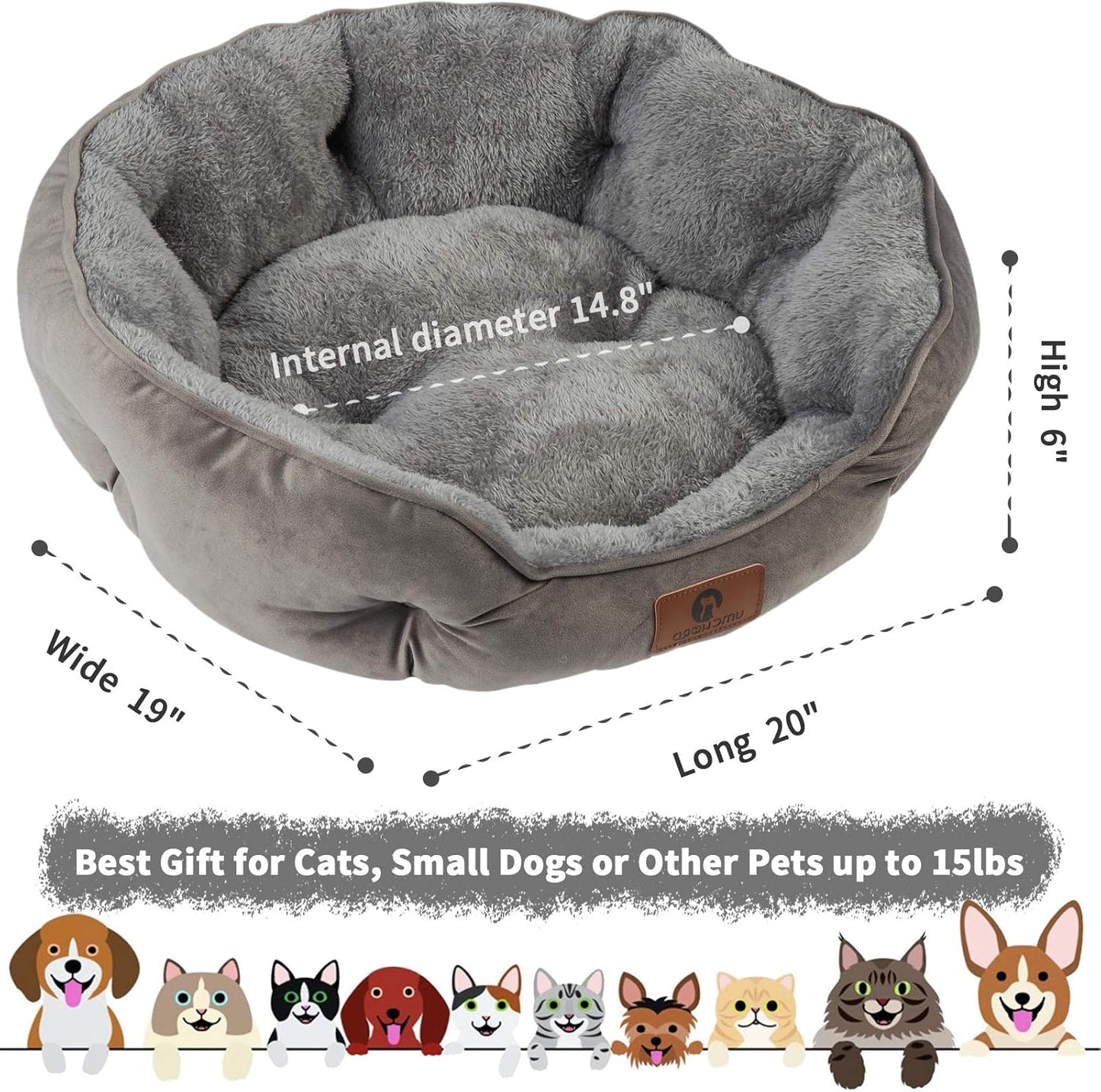 Asvin Small Dog Bed for Small Dogs, Cat Beds for Indoor Cats, Pet Bed 