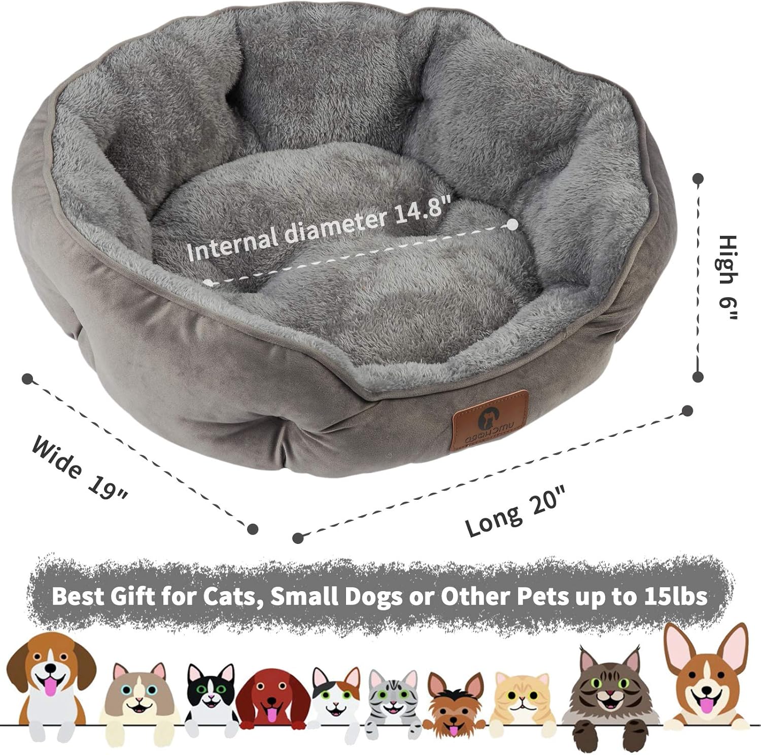 Asvin Small Dog Bed for Small Dogs, Cat Beds for Indoor Cats, Pet Bed 