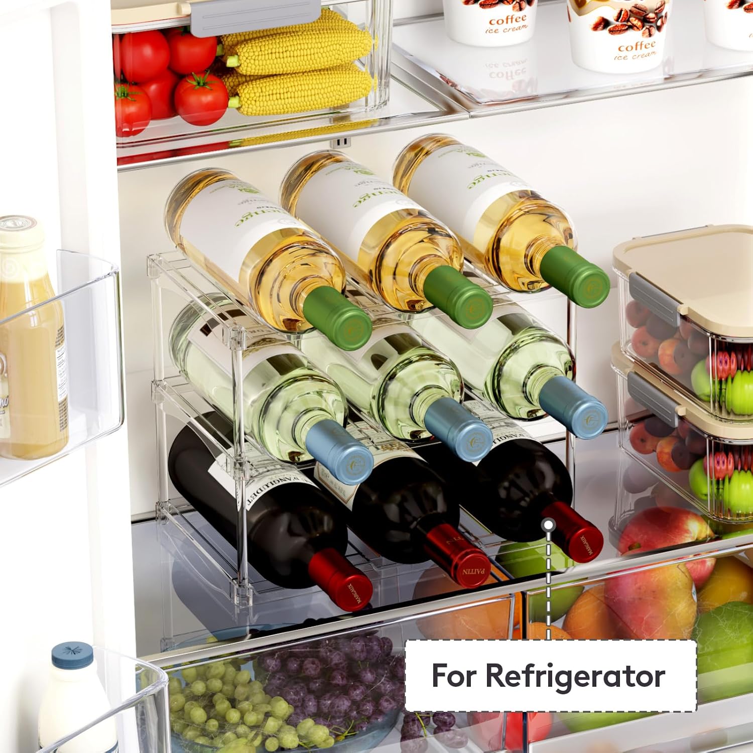 Lifewit Stackable Bottle Storage Organizer, Clear Freestanding Wine Ho
