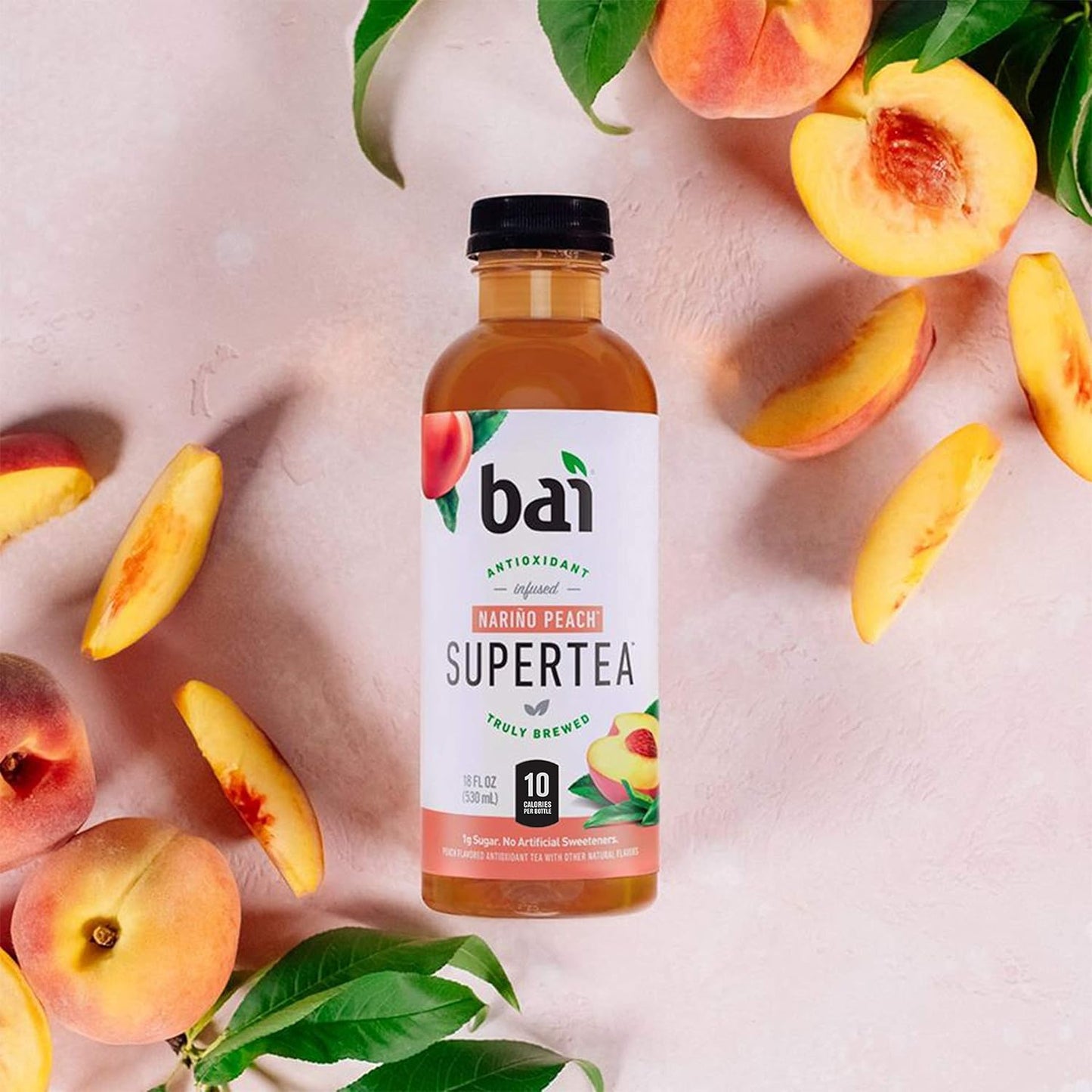 Bai Iced Tea, Narino Peach, Antioxidant Infused Supertea, Crafted with