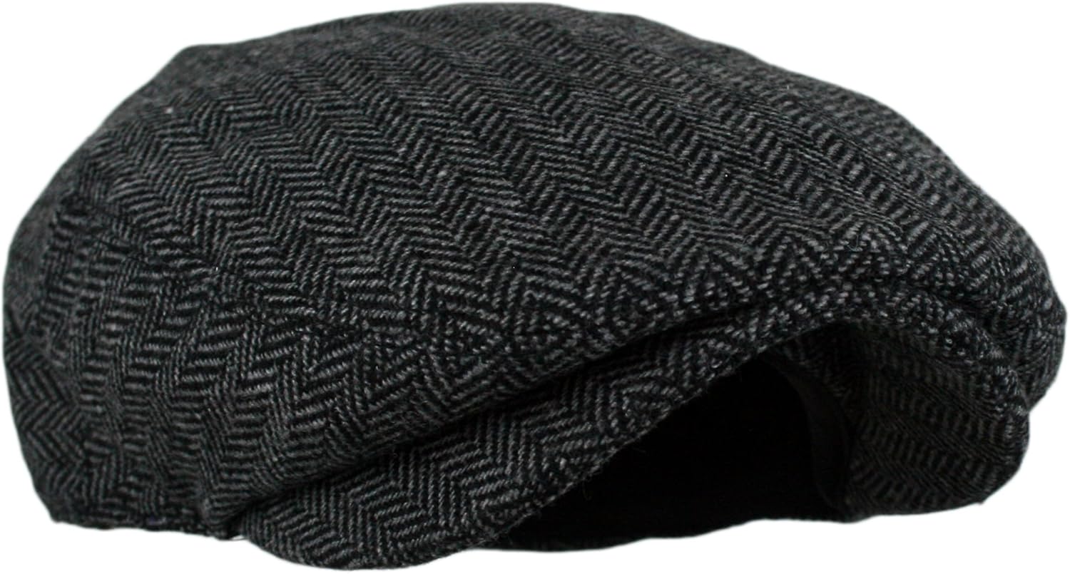 Wonderful Fashion Men's Classic Herringbone Tweed Wool Blend Newsboy I