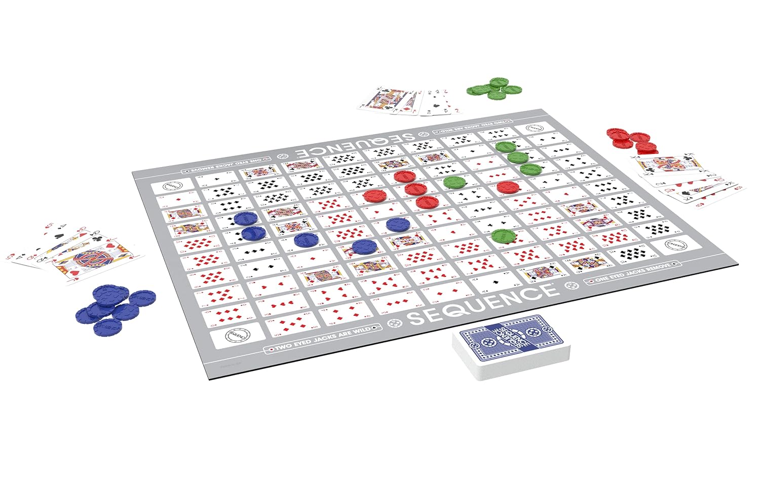 SEQUENCE- Original SEQUENCE Game with Folding Board, Cards and Chips b