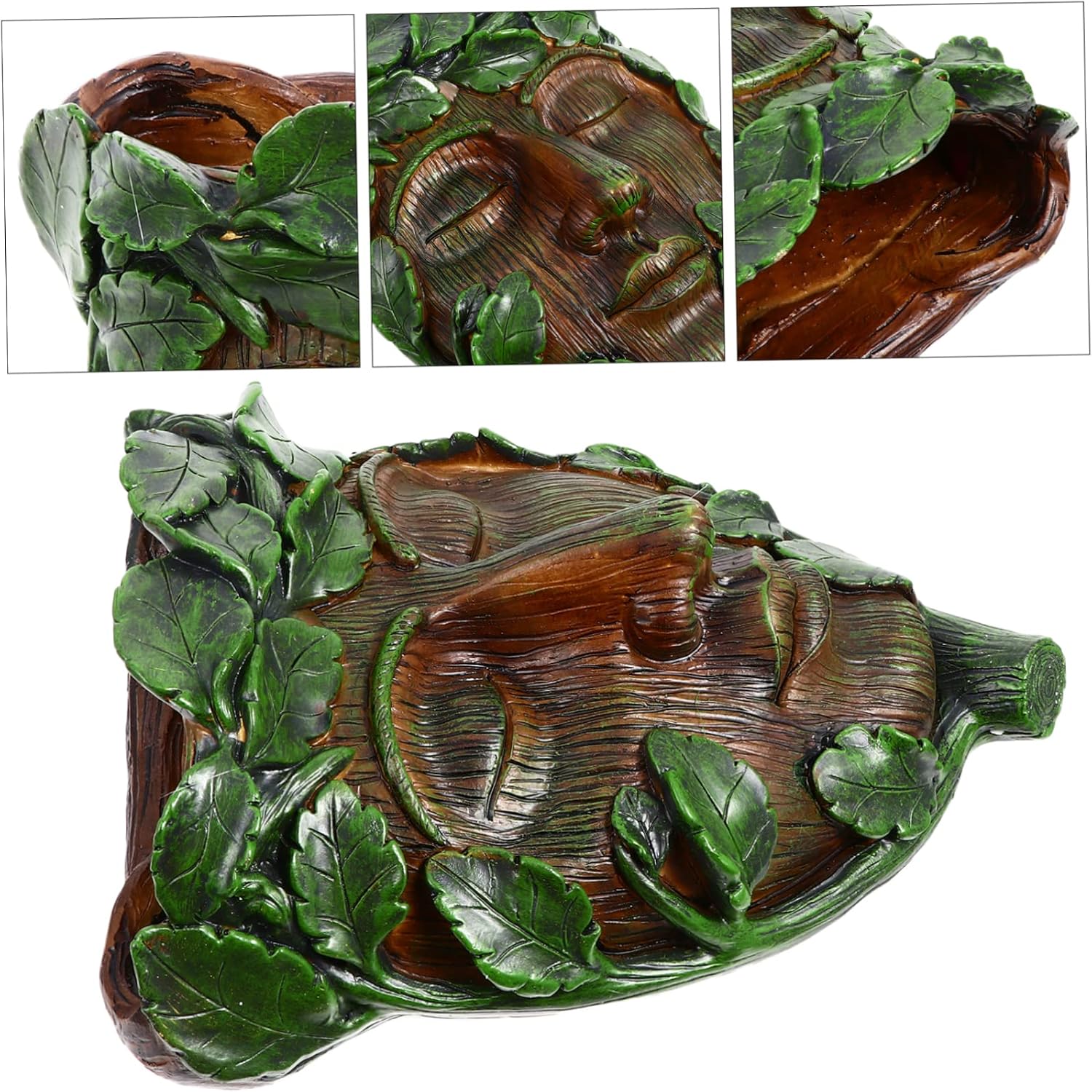 Milisten Outdoor Bird Feeder Tree Face Sculpture Resin Garden Decorati