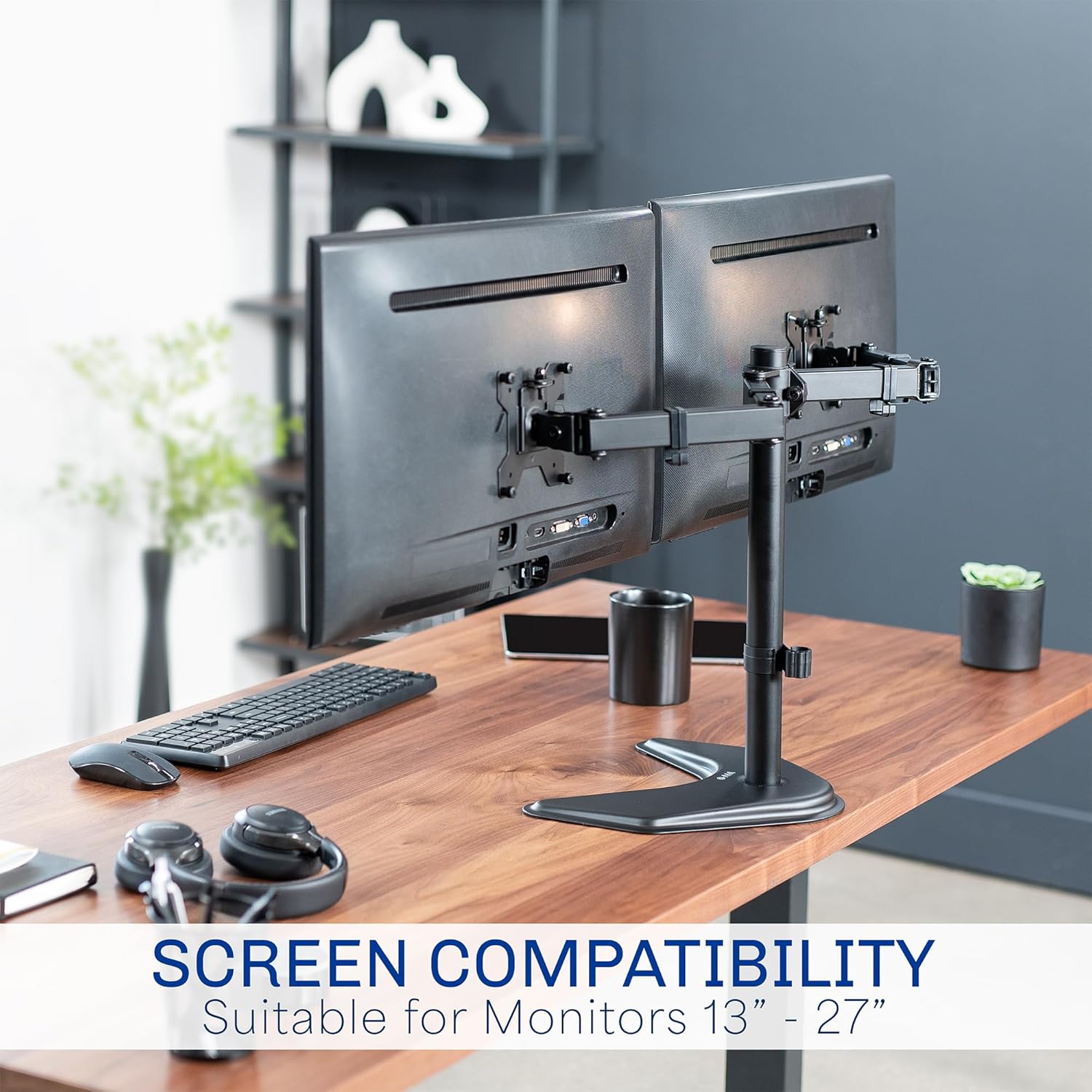 VIVO STAND-V002F Dual LED LCD Monitor Free-Standing Desk Stand for 2 S
