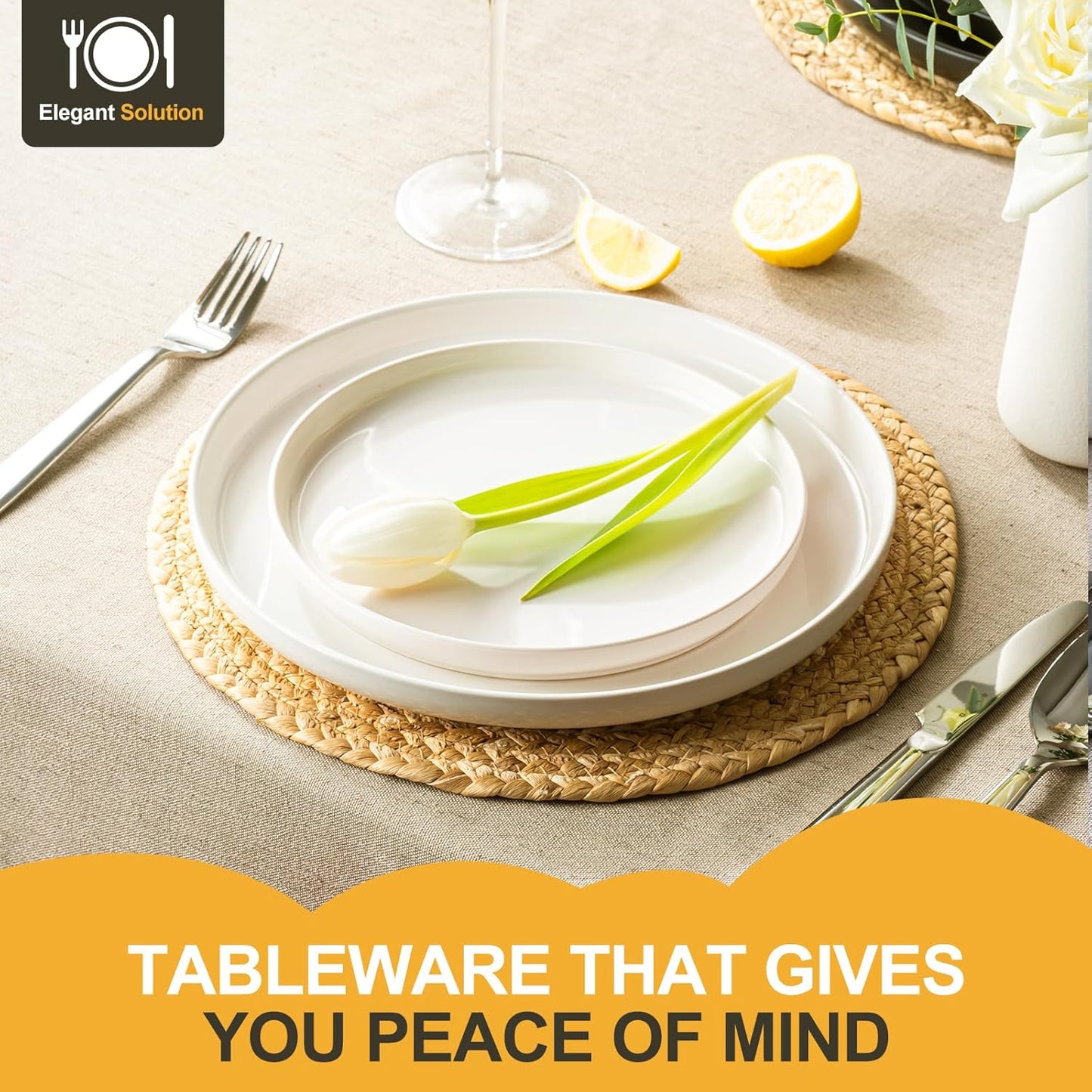 EWFEN Plates and Bowls Sets, 12 Pieces Ceramic Dinnerware Set for 4, S